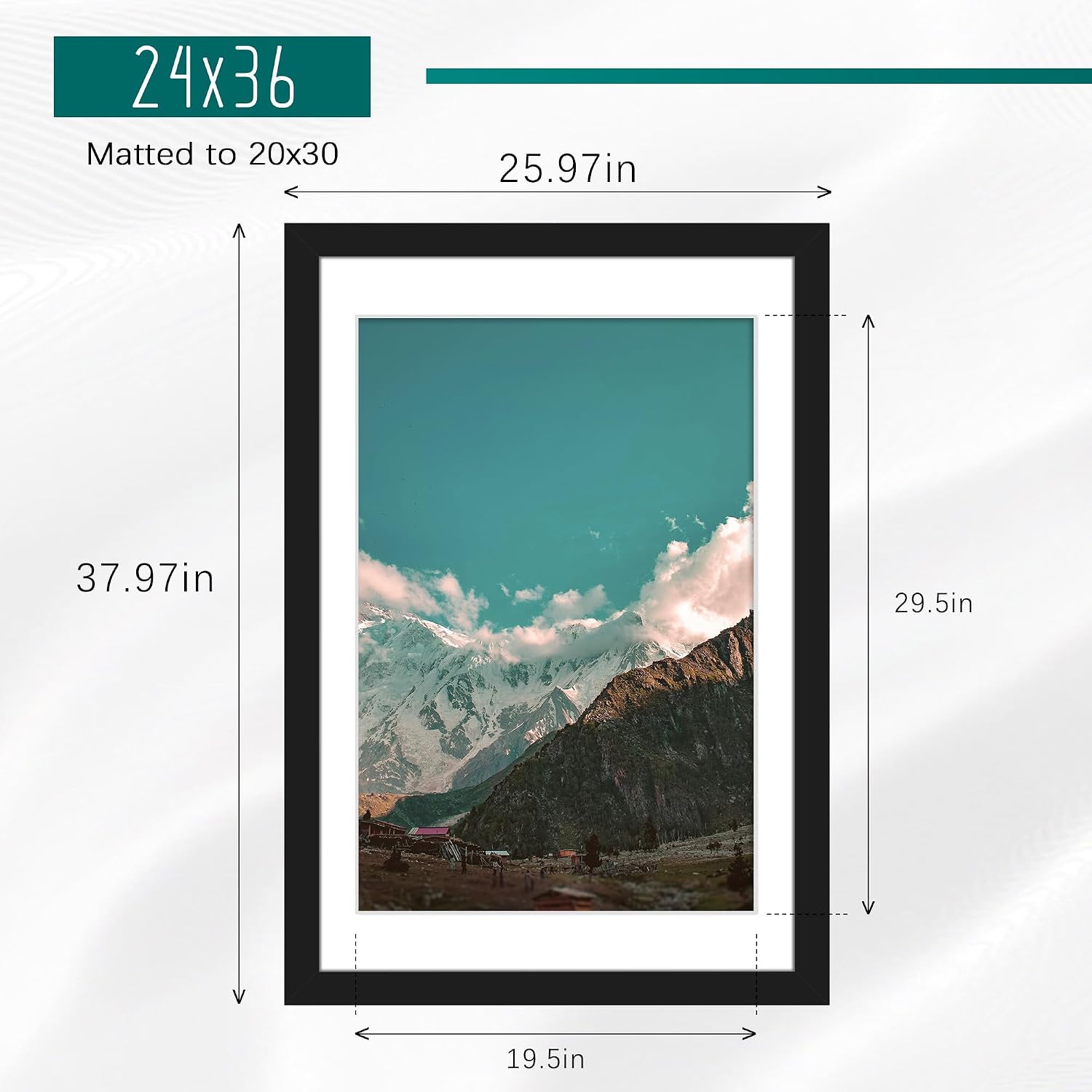 24x36 Black Poster Frame, Picture Frame for Wall, 3 Pack | Fits 20x30 Photos With Mat or 24x36 Without Mat, Vertical or