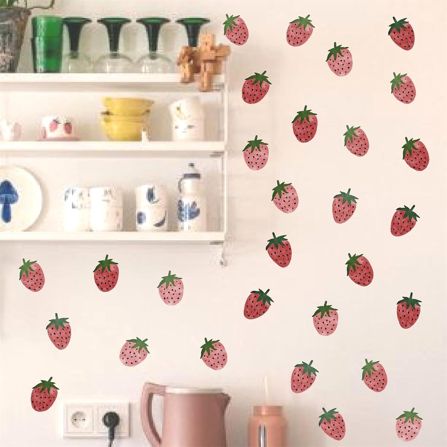 Wall Decal Vintage Retro Fruit Wall Stickers Boho Nursery Decals / Strawberry