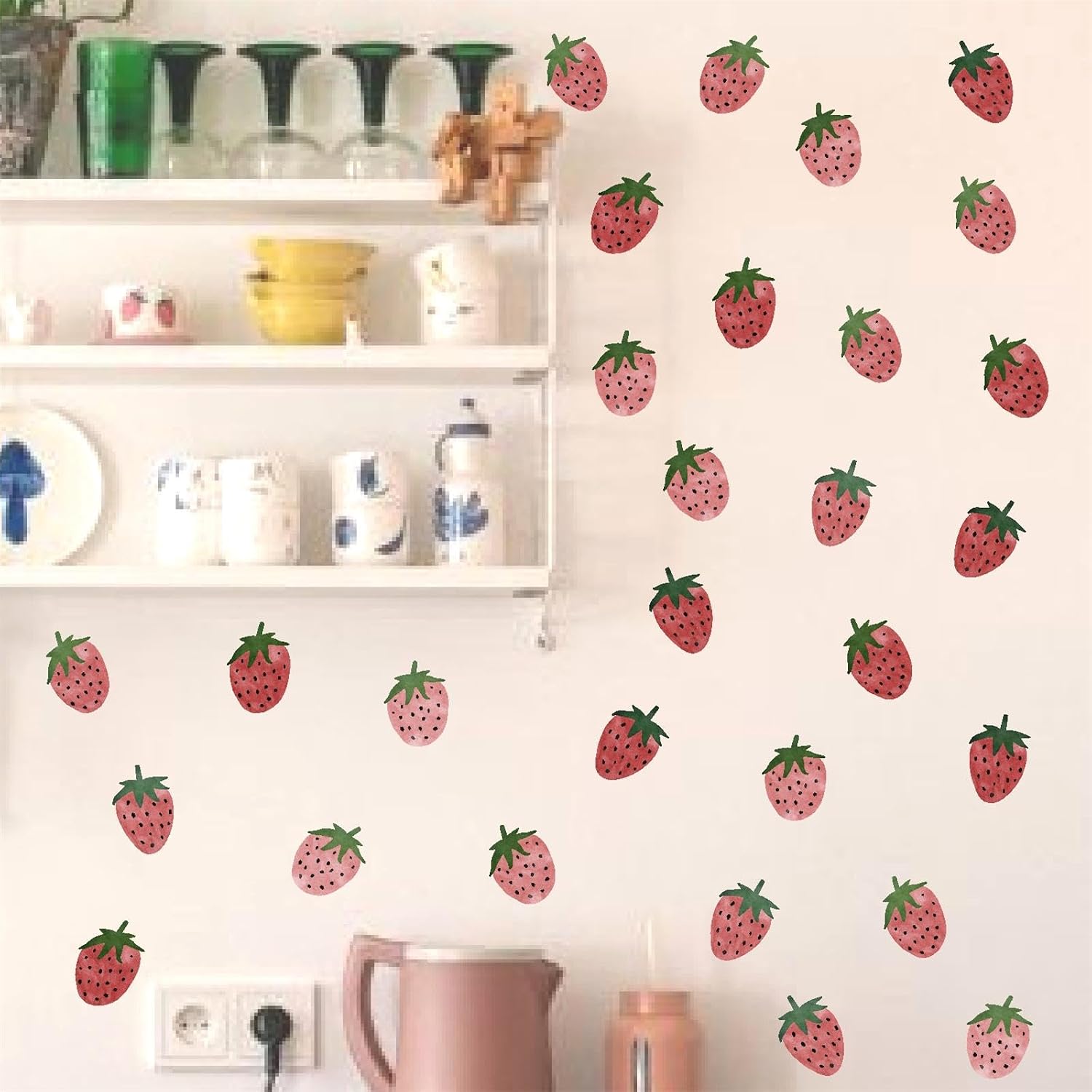 Wall Decal Vintage Retro Fruit Wall Stickers Boho Nursery Decals / Strawberry