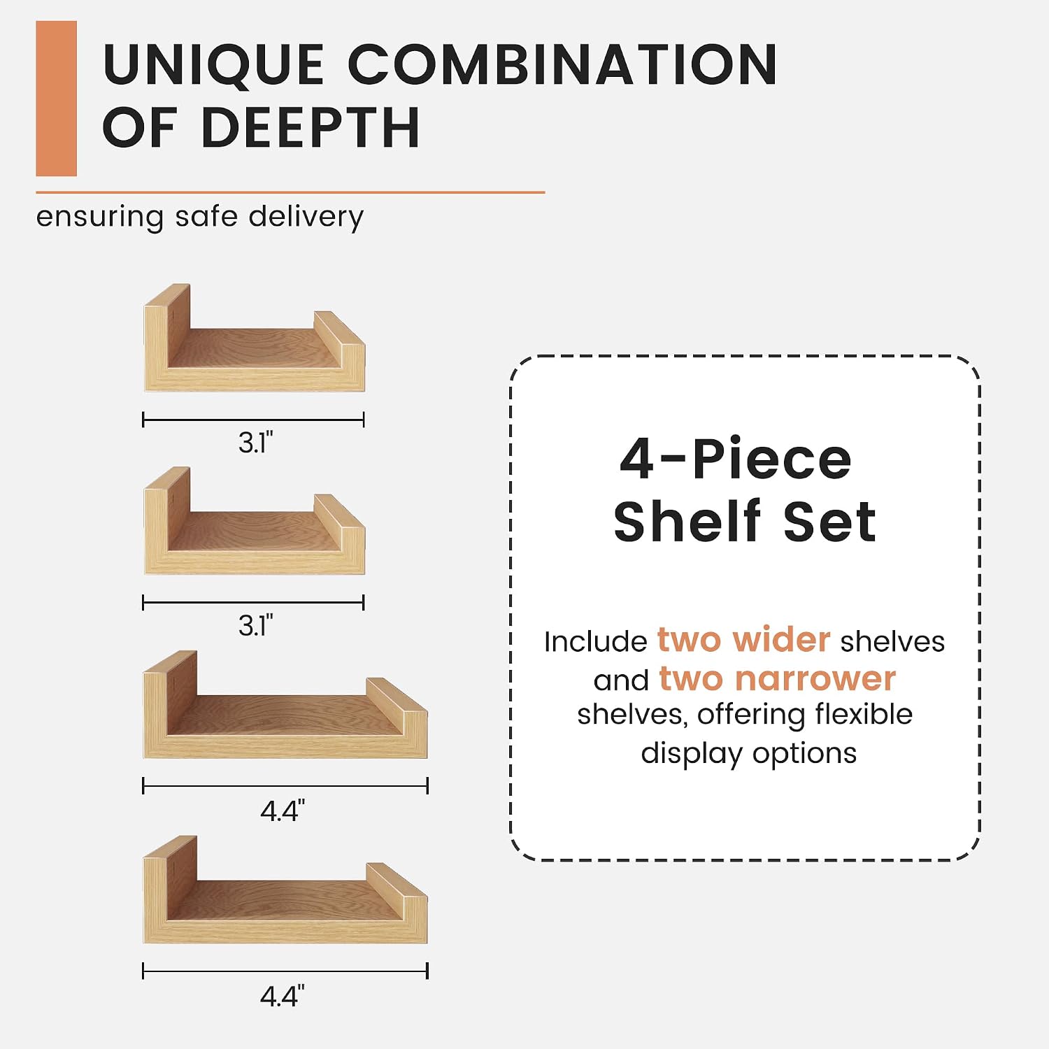Floating Picture Ledge Shelves for Wall Set of 4, 36 Inch Wall Shelves with Lip Long Large Nursery Book Shelf for Toys