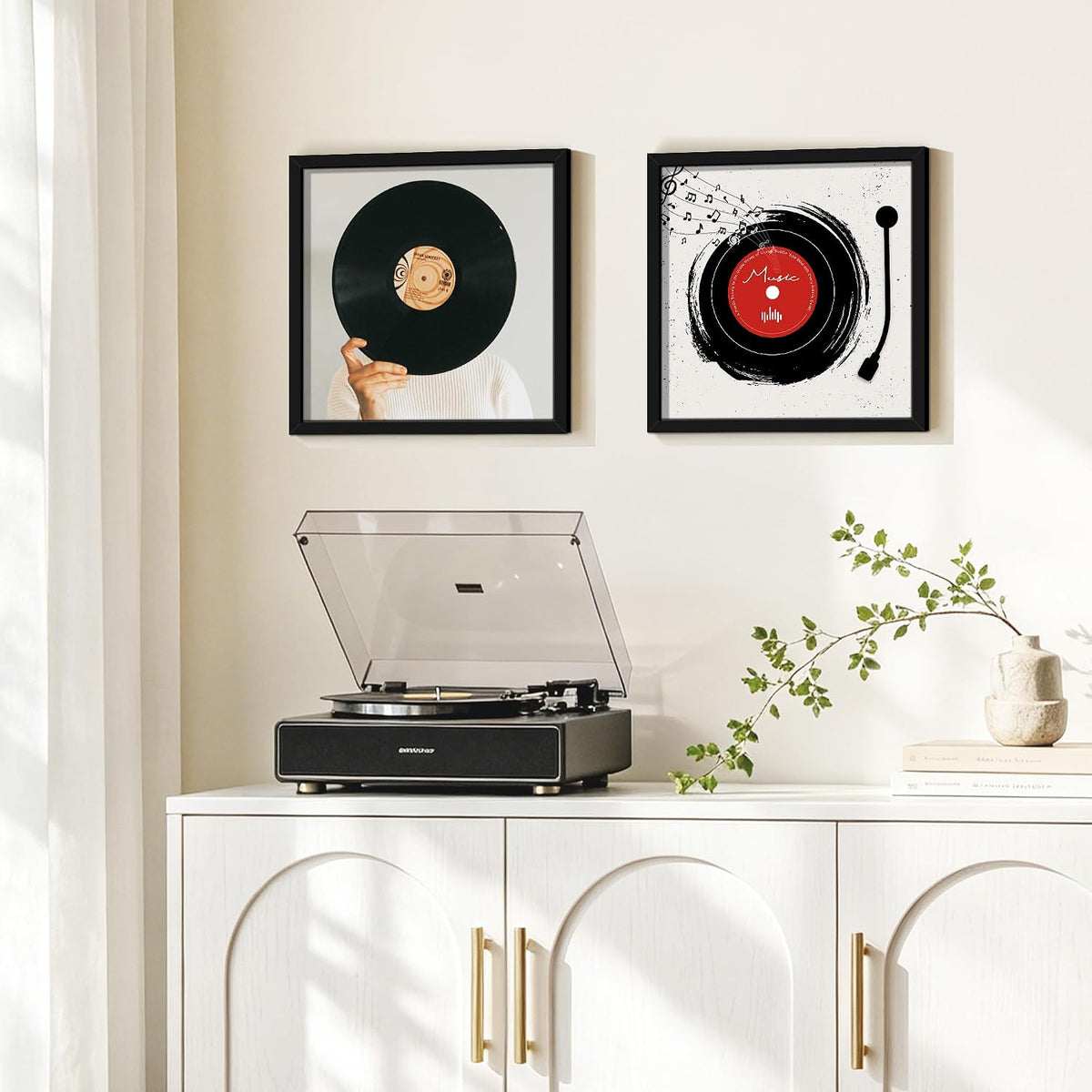 12.5x12.5 Vinyl Record Frame 6 Pack, Album Cover Frame Black | for Wall Hanging Display
