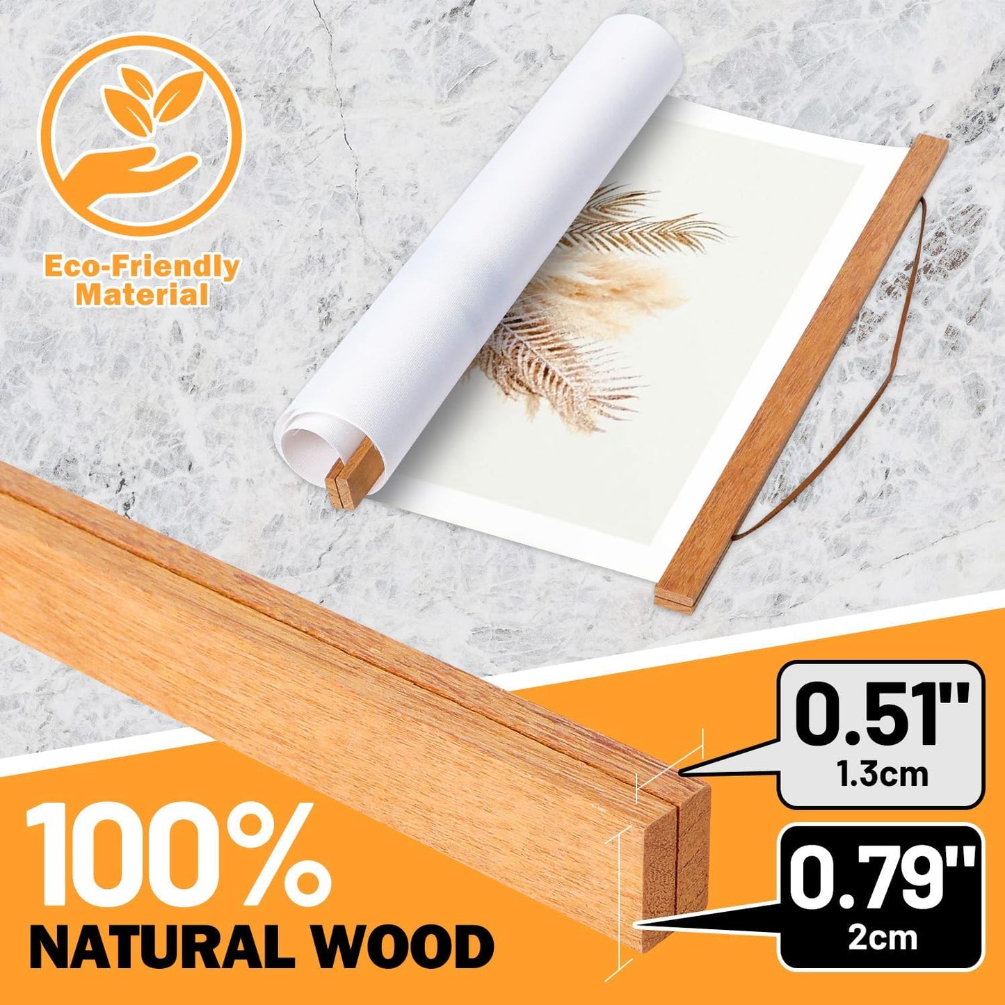 Benjia 4 Pack 24x36 24x18 Poster Frame, Light Wood Wooden Magnetic Poster Hangers Frames for Photo Picture Canvas