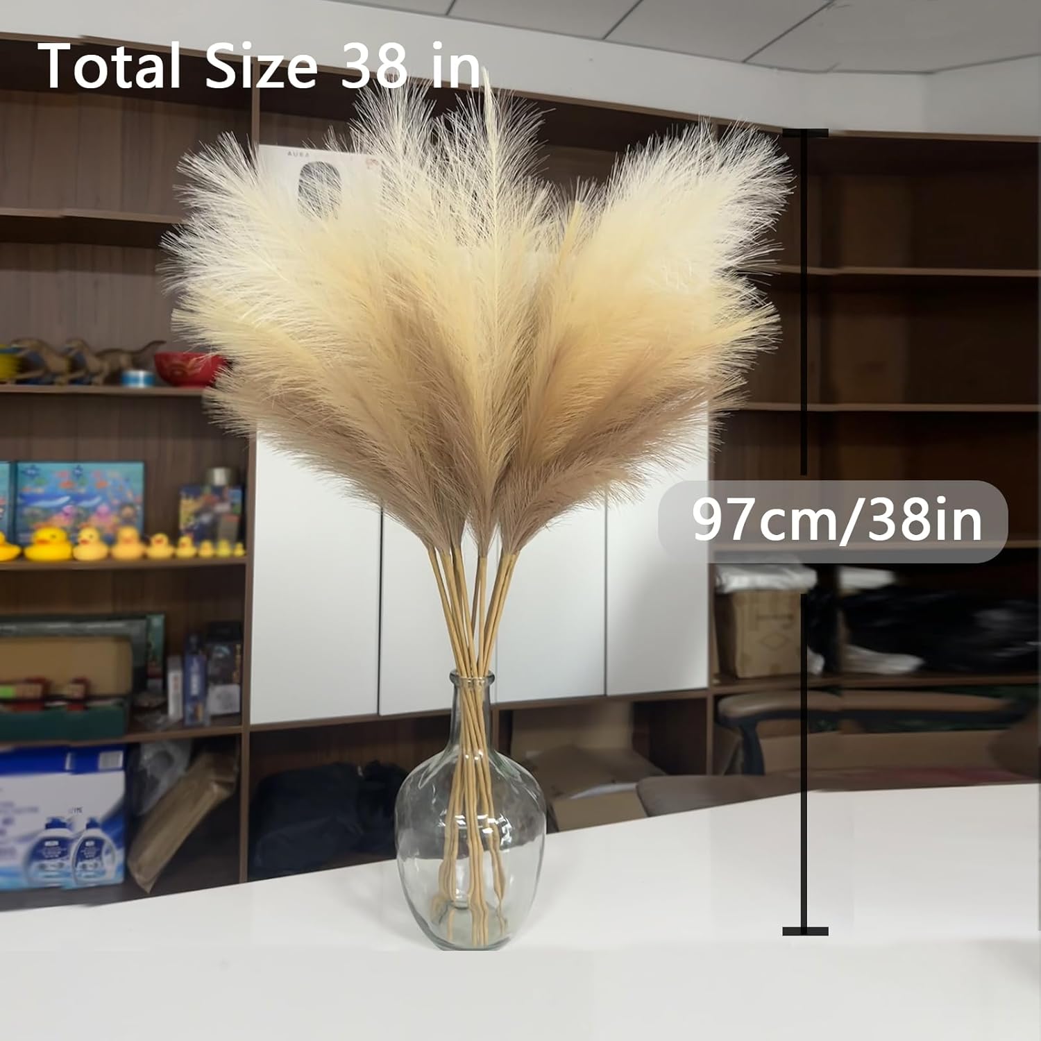 Tall Pampas Grass for Floor Vase / Beige & Coffee & Brown