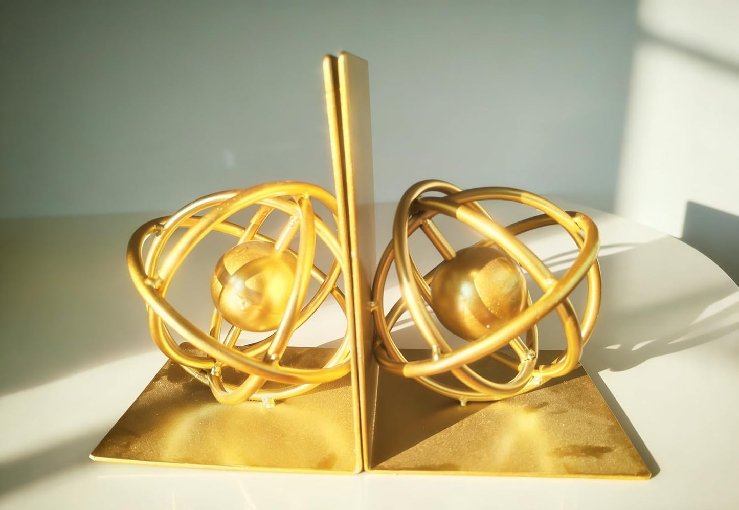 Metal Bookends / Heavy Duty Book Ends for Heavy Books / Gold / Set of 2