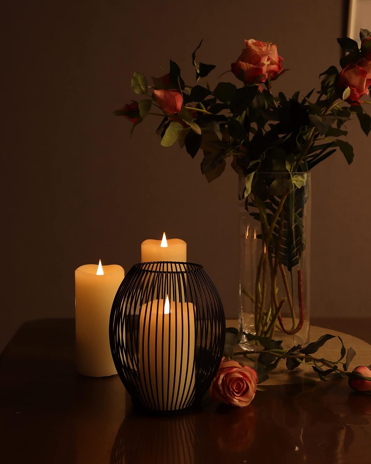 Flickering Flameless Candles with 3D Moving Flame Set of 3(H 5" 6" 7" x D 3"), Last 1000+ Hours Battery Operated
