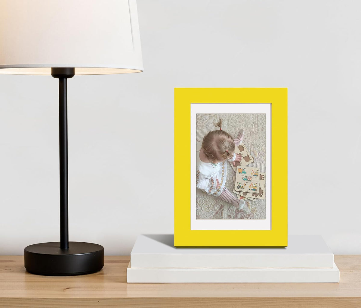 eletecpro 4x6 Picture Frames, Acrylic Cover, Yellow, Set of 10 | Display Photo 3.5x5 with Mat or 4x6 without