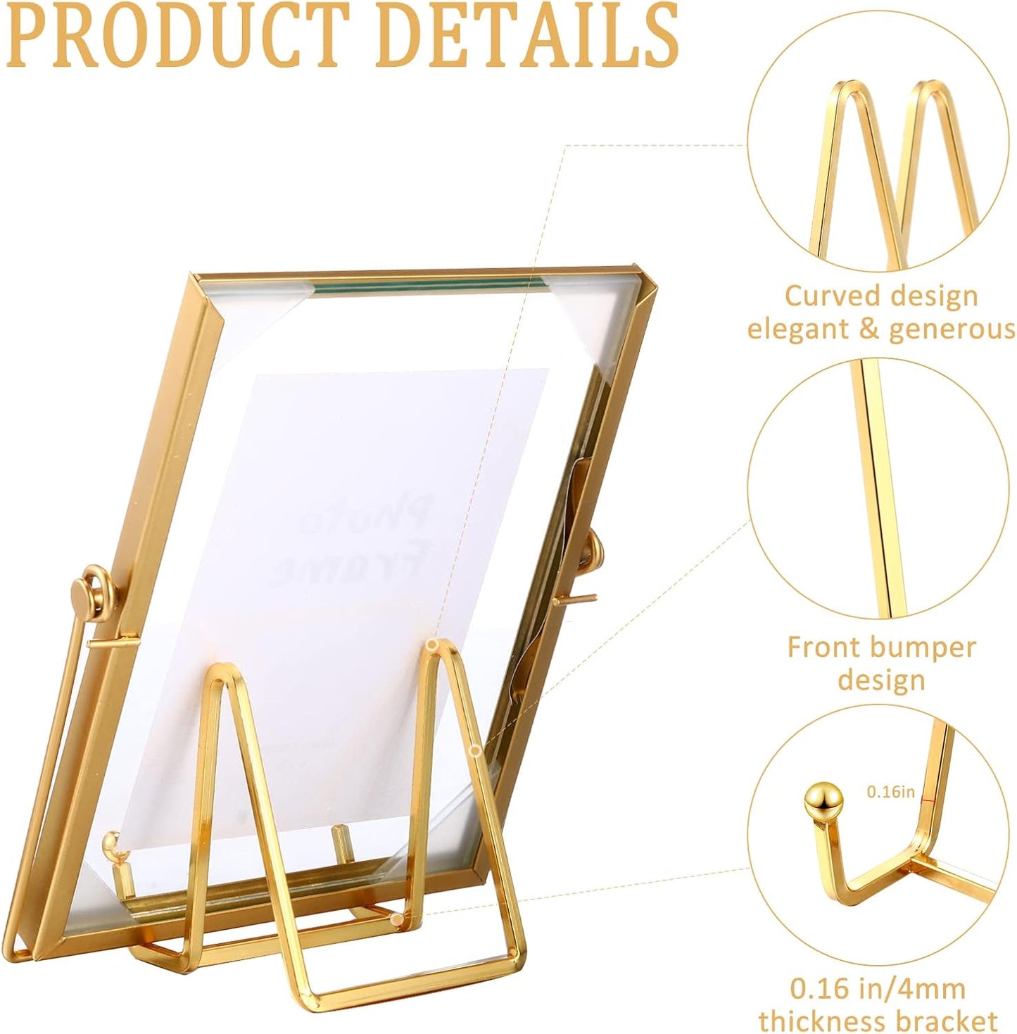 Plate Holder Easel Display Stand Metal Book Display Stand Tabletop / 3 Inch / Gold / Set of 12