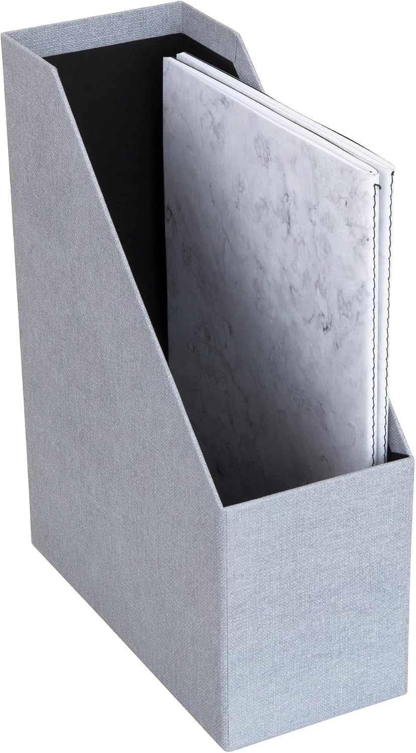 Bigso Box of Sweden Estelle Canvas Fiberboard Upright Magazine Storage Box | Magazine Holder & Organizer for Papers &