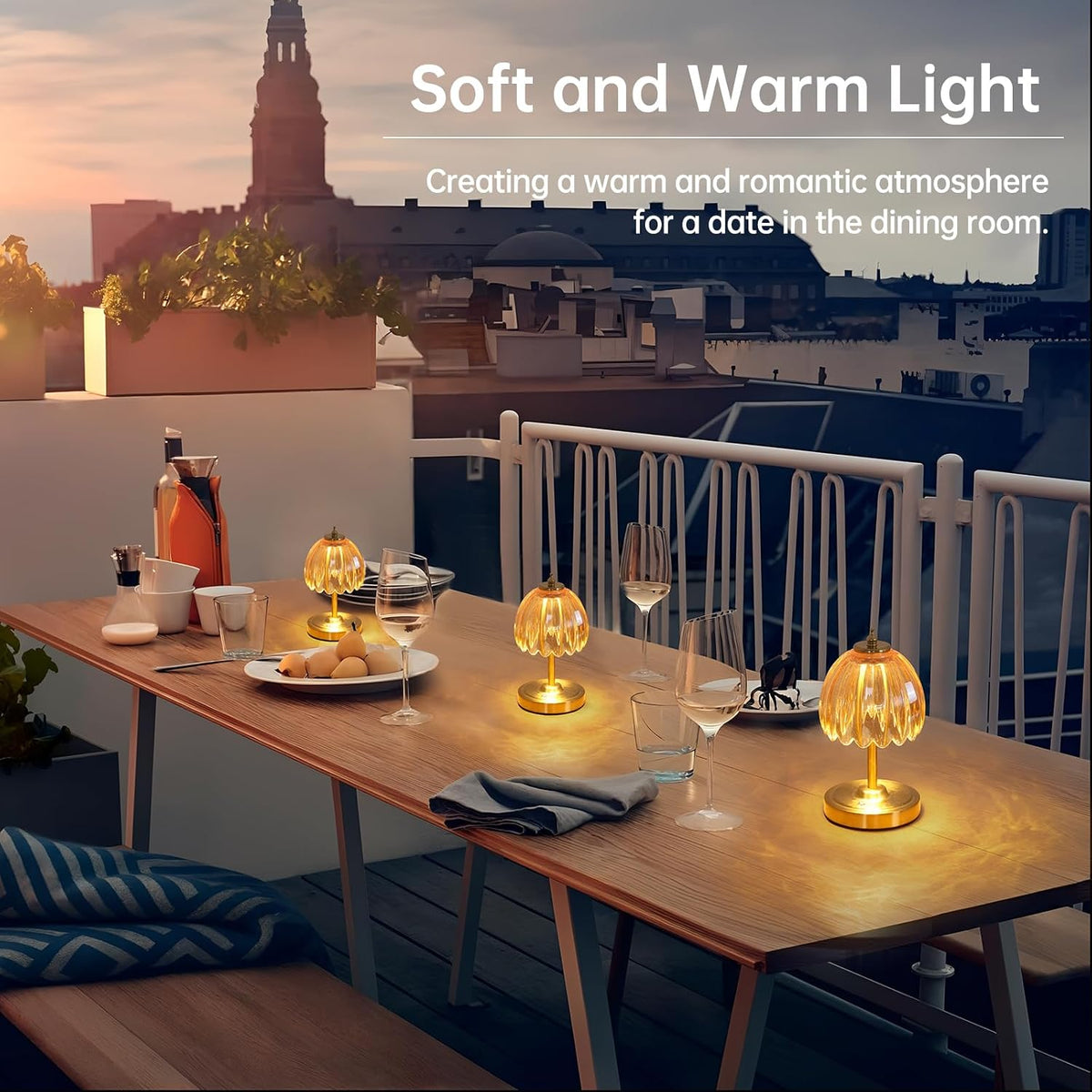 Shenmoyl Tulip Small Table Lamp, 5200mAh Cordless Touch Control Mini Table Lamp with 3 Color Temps & Stepless Dimming