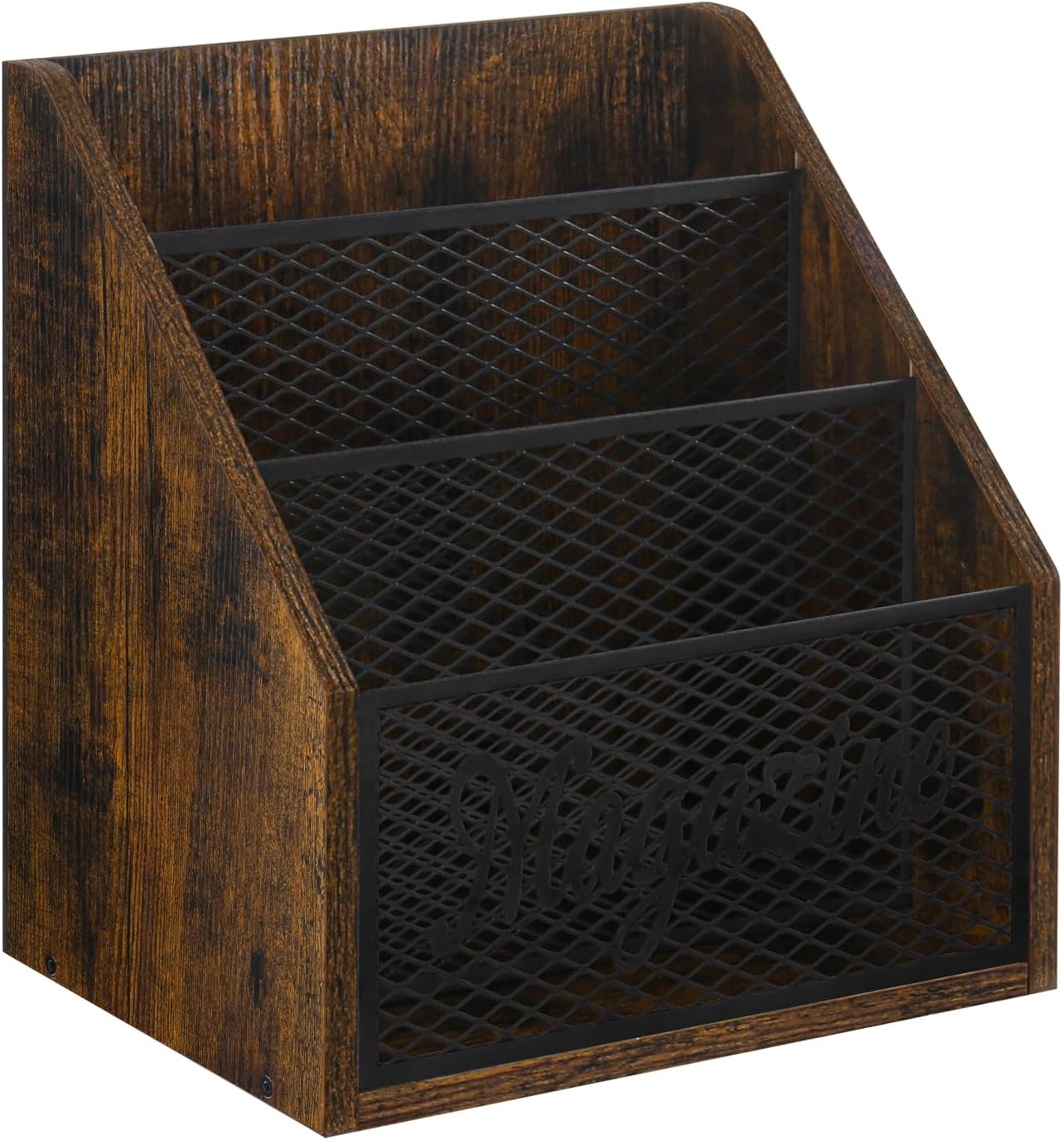 YINMIT 3 Tier Magazine Rack, Stepped Magazine Holder Floor for Home Storage | 3 Tier Stepped Design, Wood and Metal