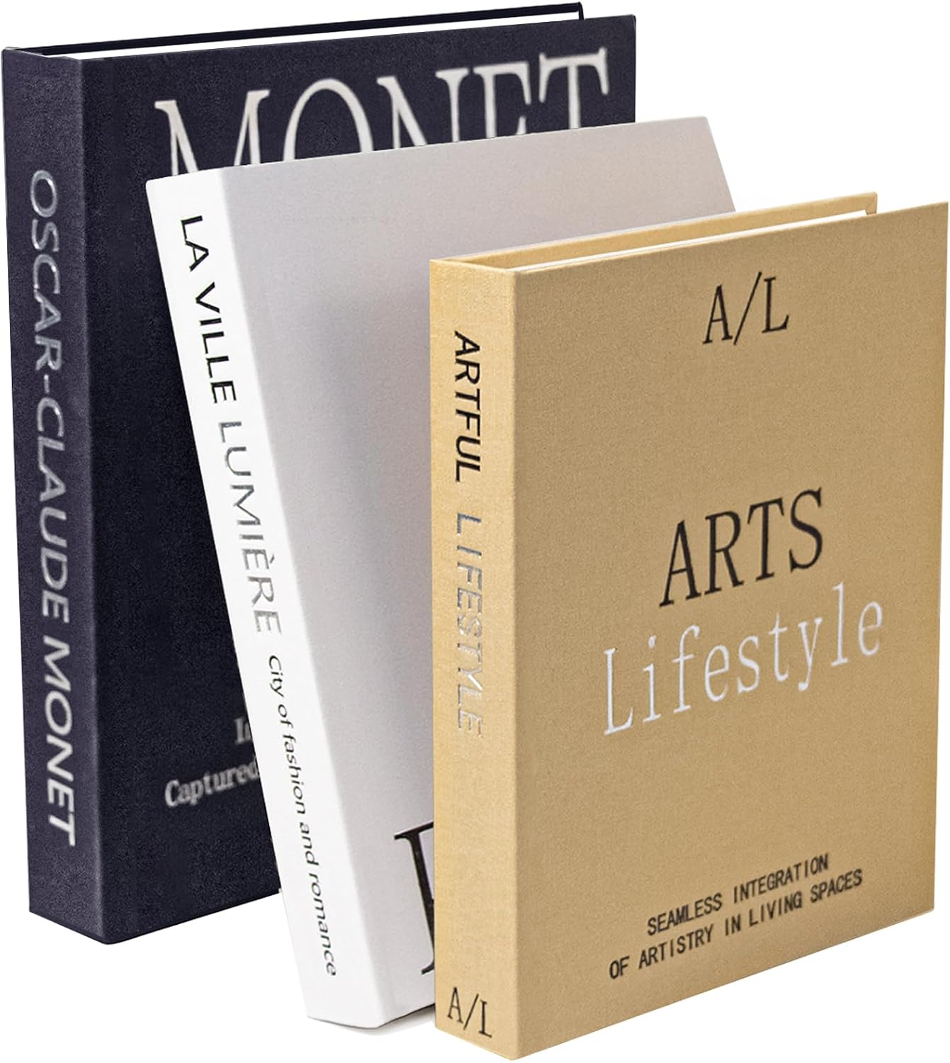 Linen Fake Books for Decoration / Dark Blue / Set of 3