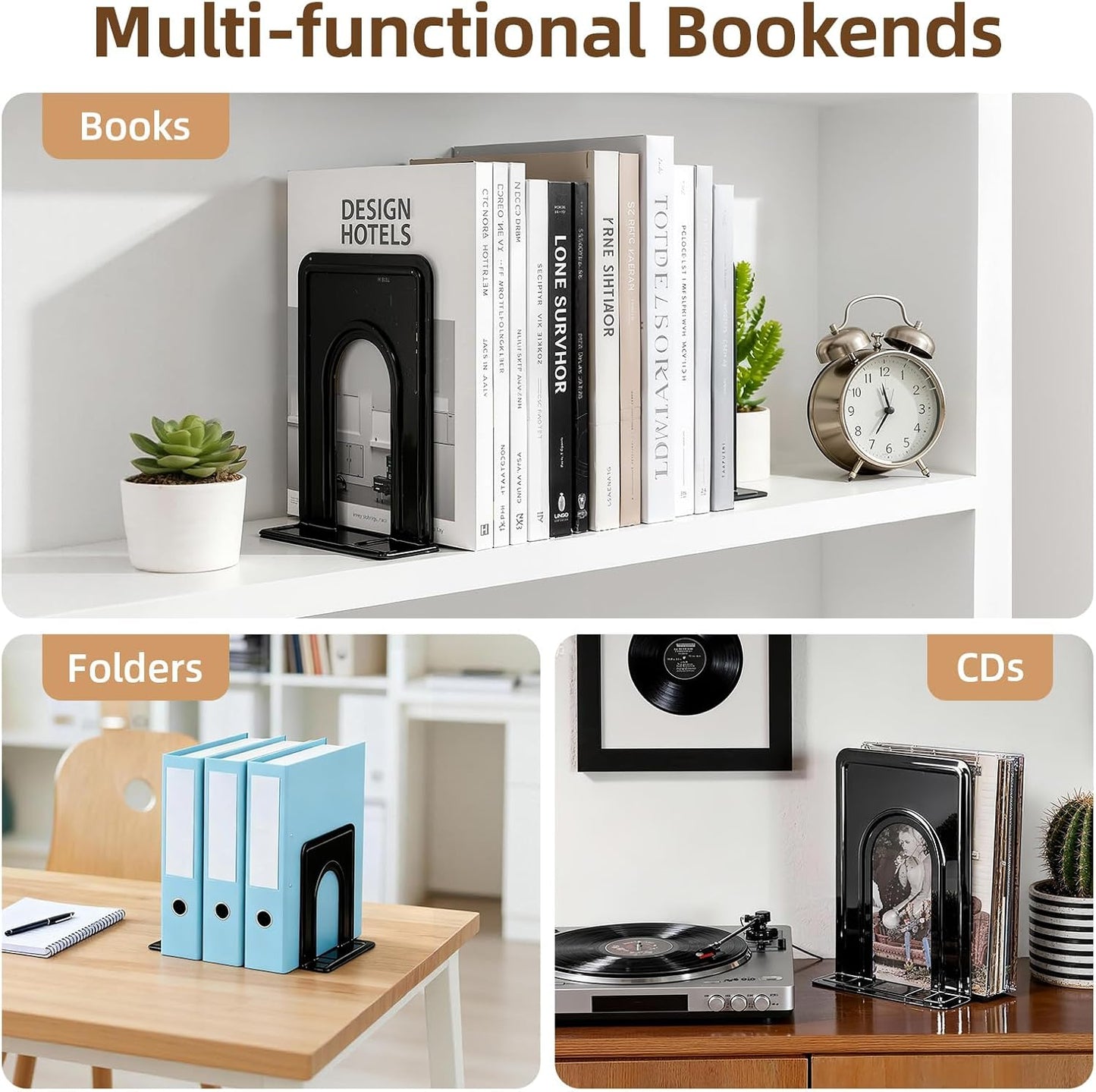 Metal Bookends / Book Ends / Black