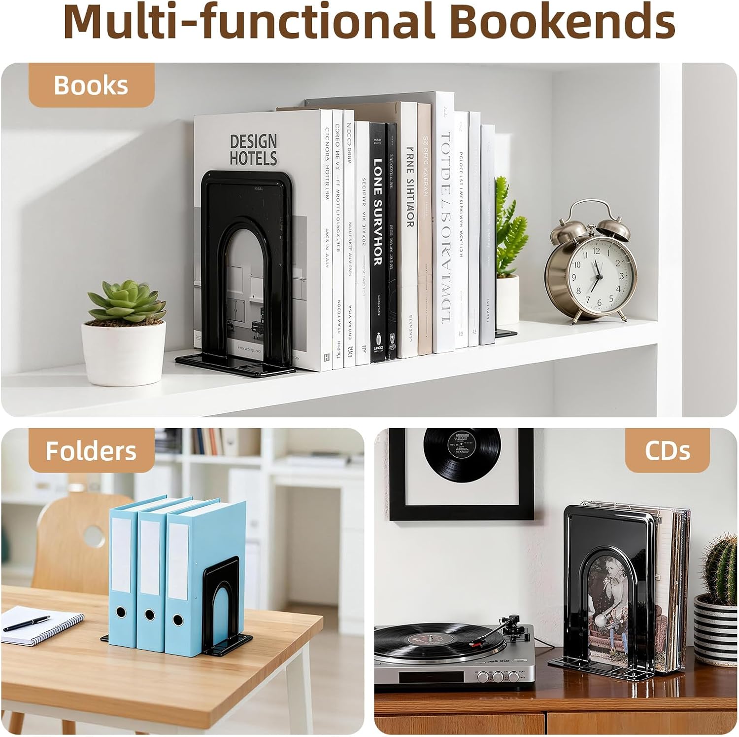 Metal Bookends / Book Ends / Black