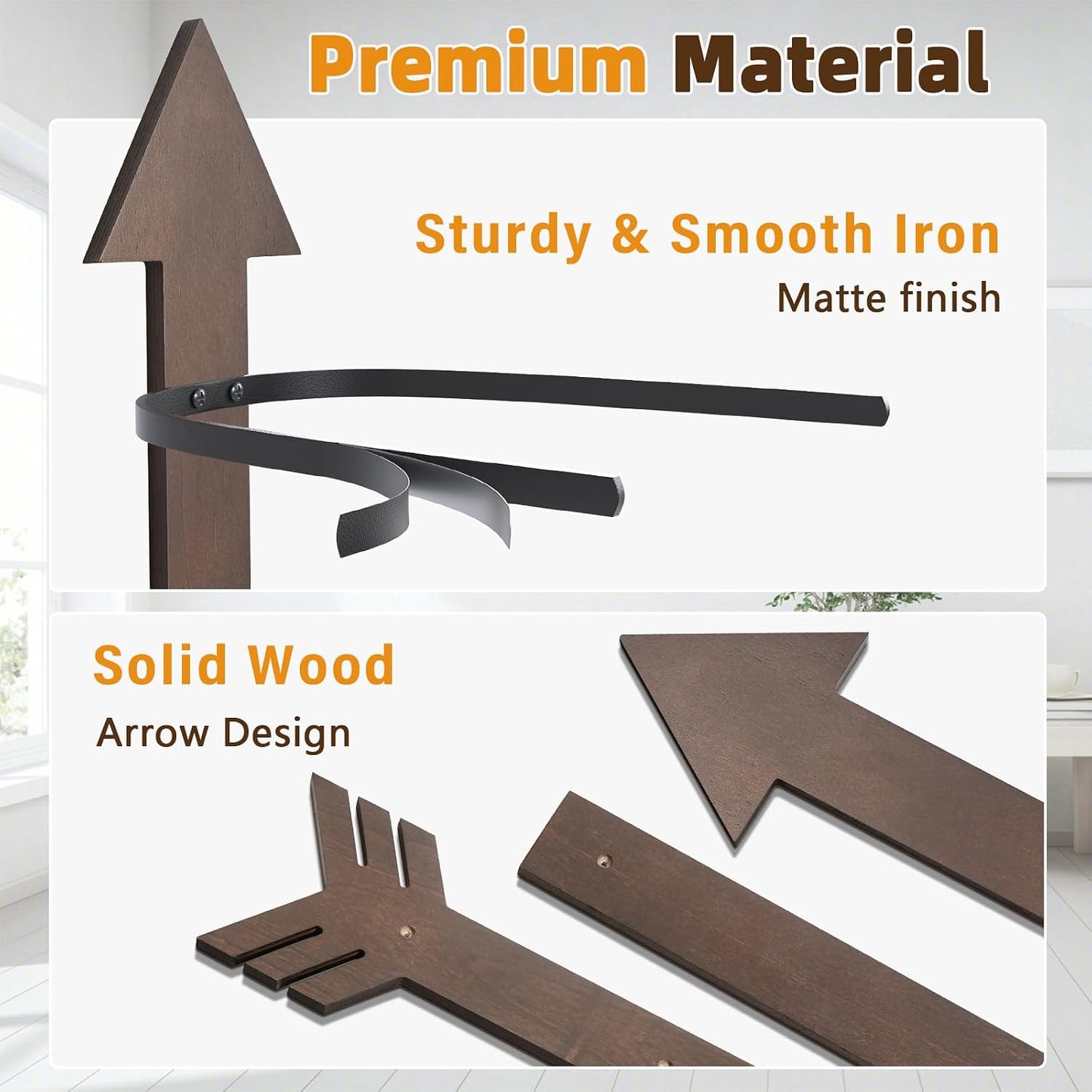 Cowboy Hat Rack Wall Mount, Solid Wood Arrow Design 6PK Cowboy Hat Holder | Western Decor, Hat Organizer Storage, Hat