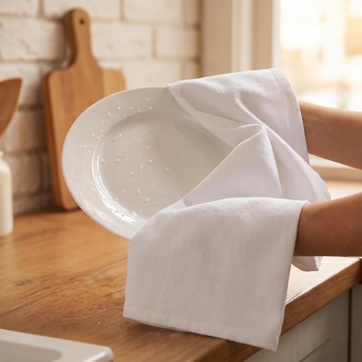 Urban Villa Kitchen Towels Cotton Dish Towels 20”x30” (Set of 6) White