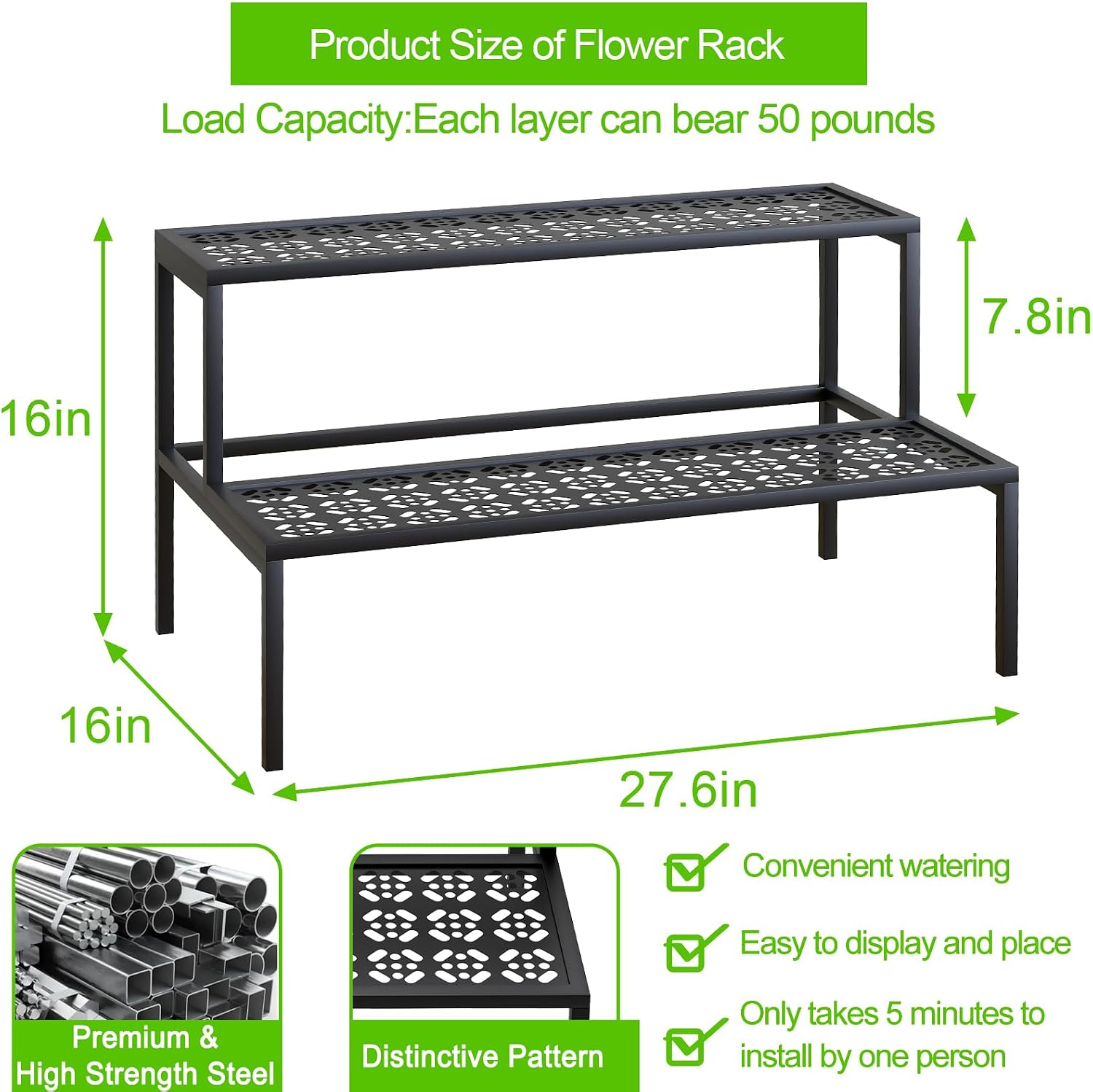 Garden 4 you 2-Tier Metal Plant Stand, Heavy Duty Flower Pot Holder Rack | 2-tier design for multiple pots,Heavy-duty