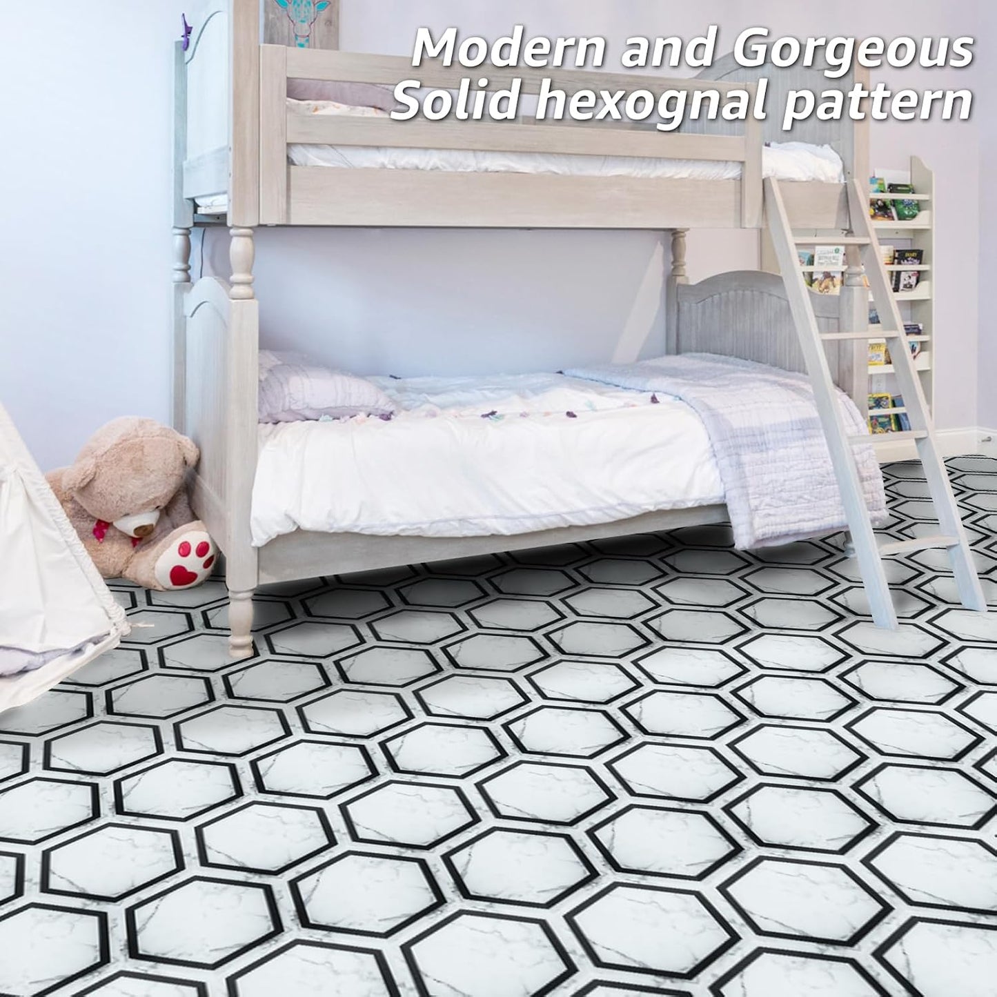 Self Adhesive Waterproof Vinyl Floor Tile / 11.8 x 10.2 / White Marble / Set of 30