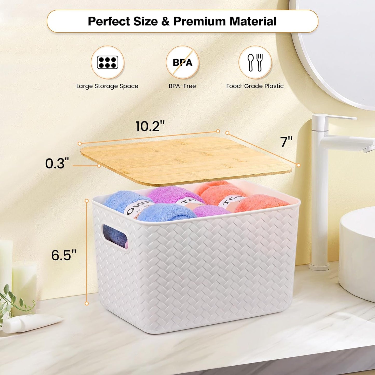 4 Packs Storage Bins / White