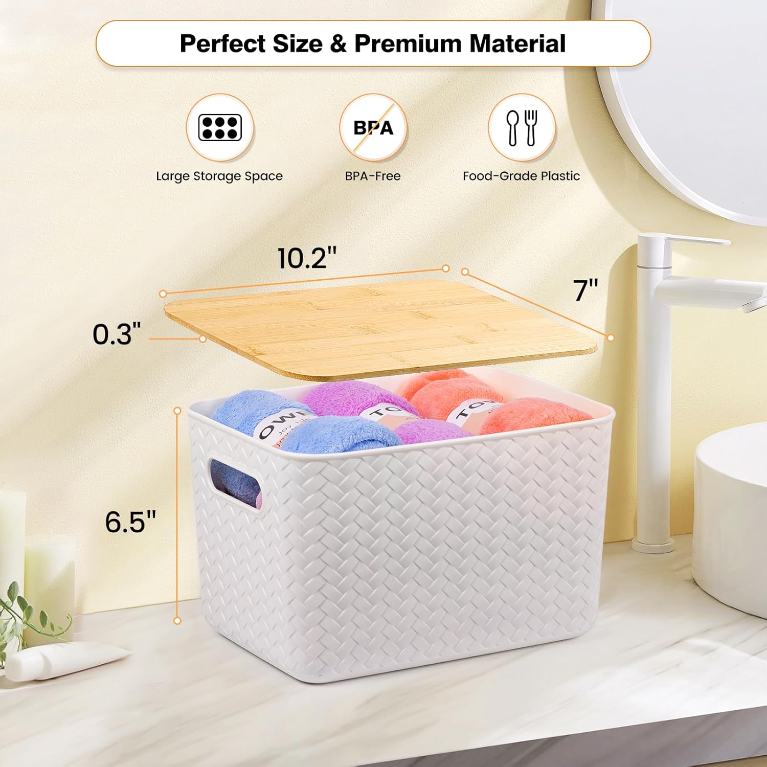 4 Packs Storage Bins / White
