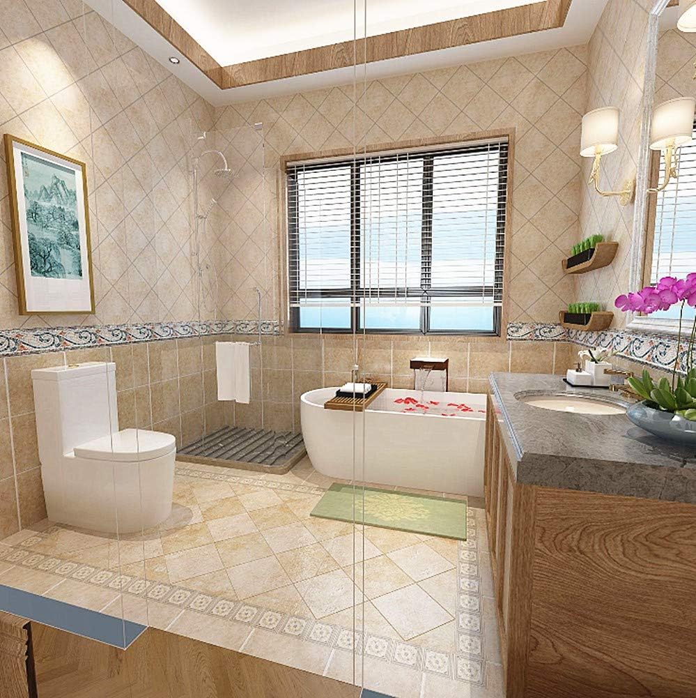 Amhao 3D Mosaic Embossed Wallpaper Border Floral Wall Border Paper Peel and Stick Wall Tile Borders