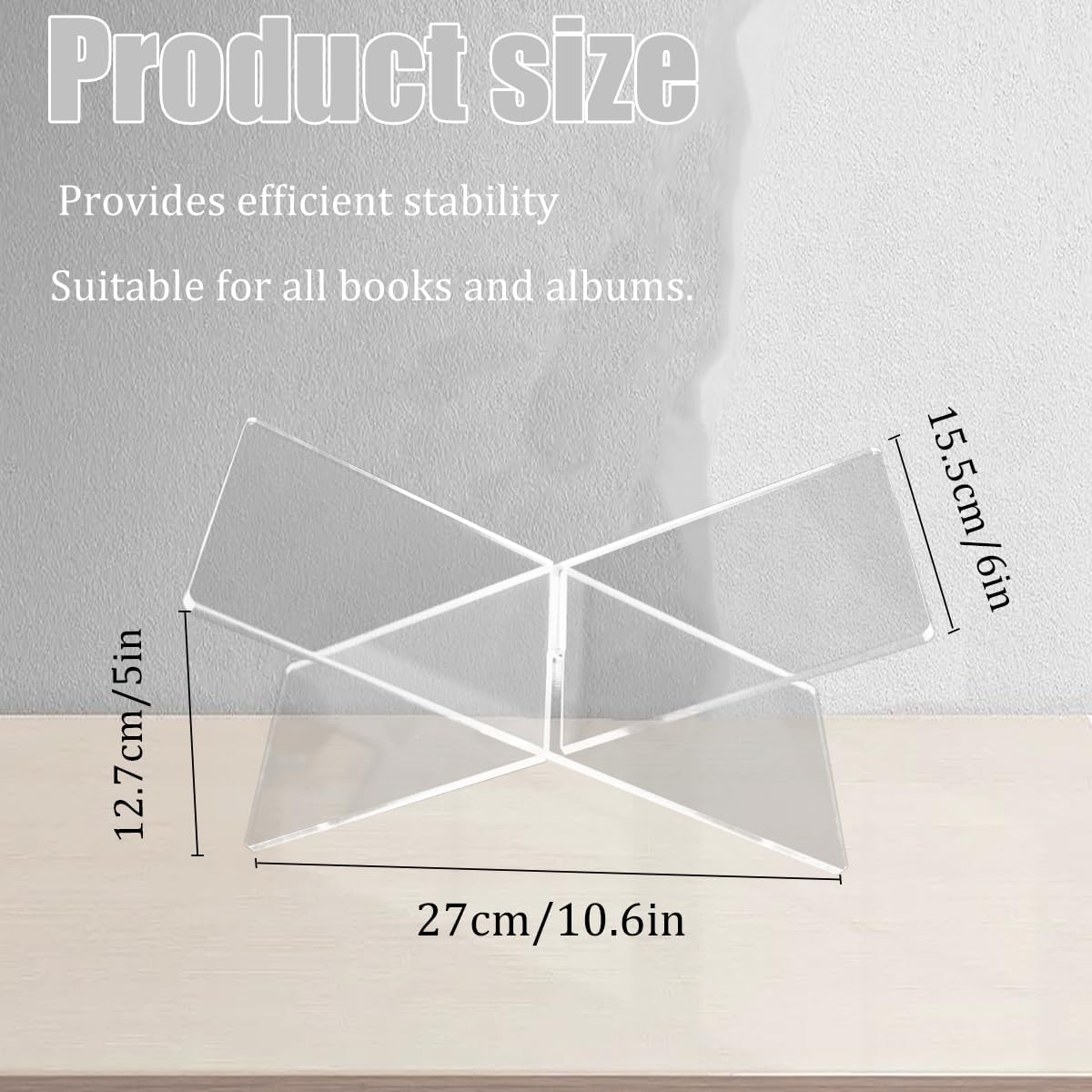 Acrylic Book Stand Cookbook Display Holder / Clear
