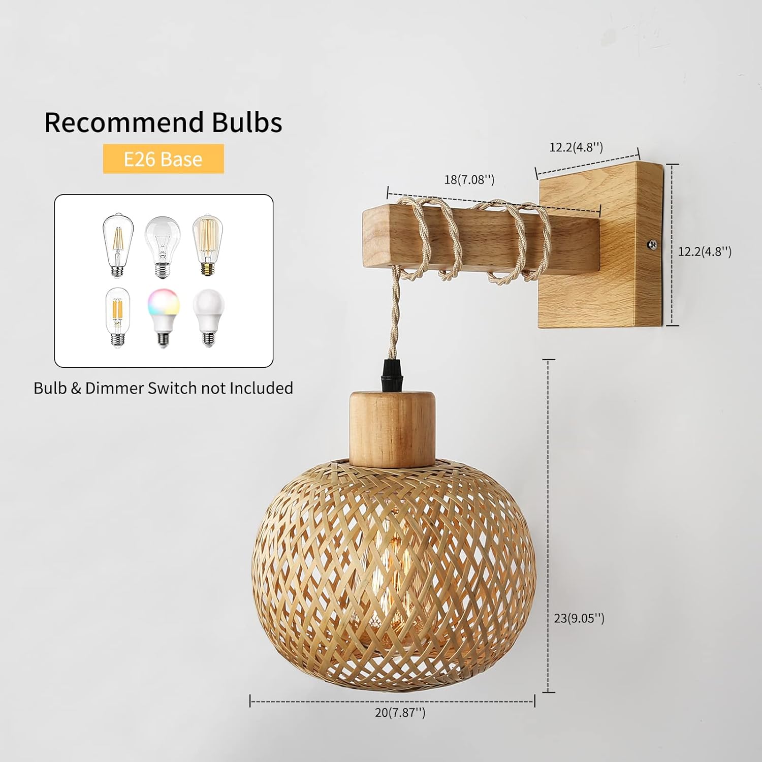 Rattan Wall Lamps / Farmhouse Wall Light