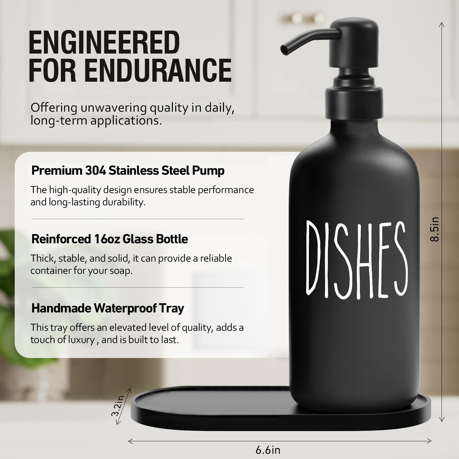 MOMEEMO Kitchen Soap Dispenser Set, Black & White | Contains Dish and Hand Soap Dispenser, Suitable for Farmhouse