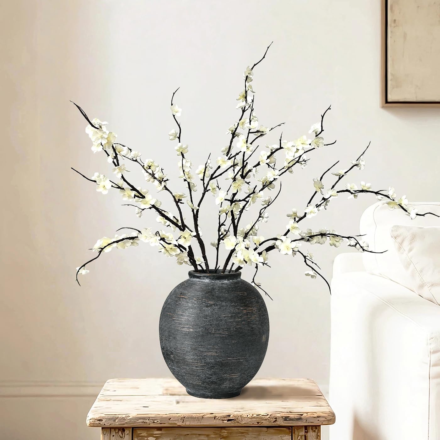 Farmhouse Table Vase / 9.8"-oval / Deep Charcoal Black-9.8