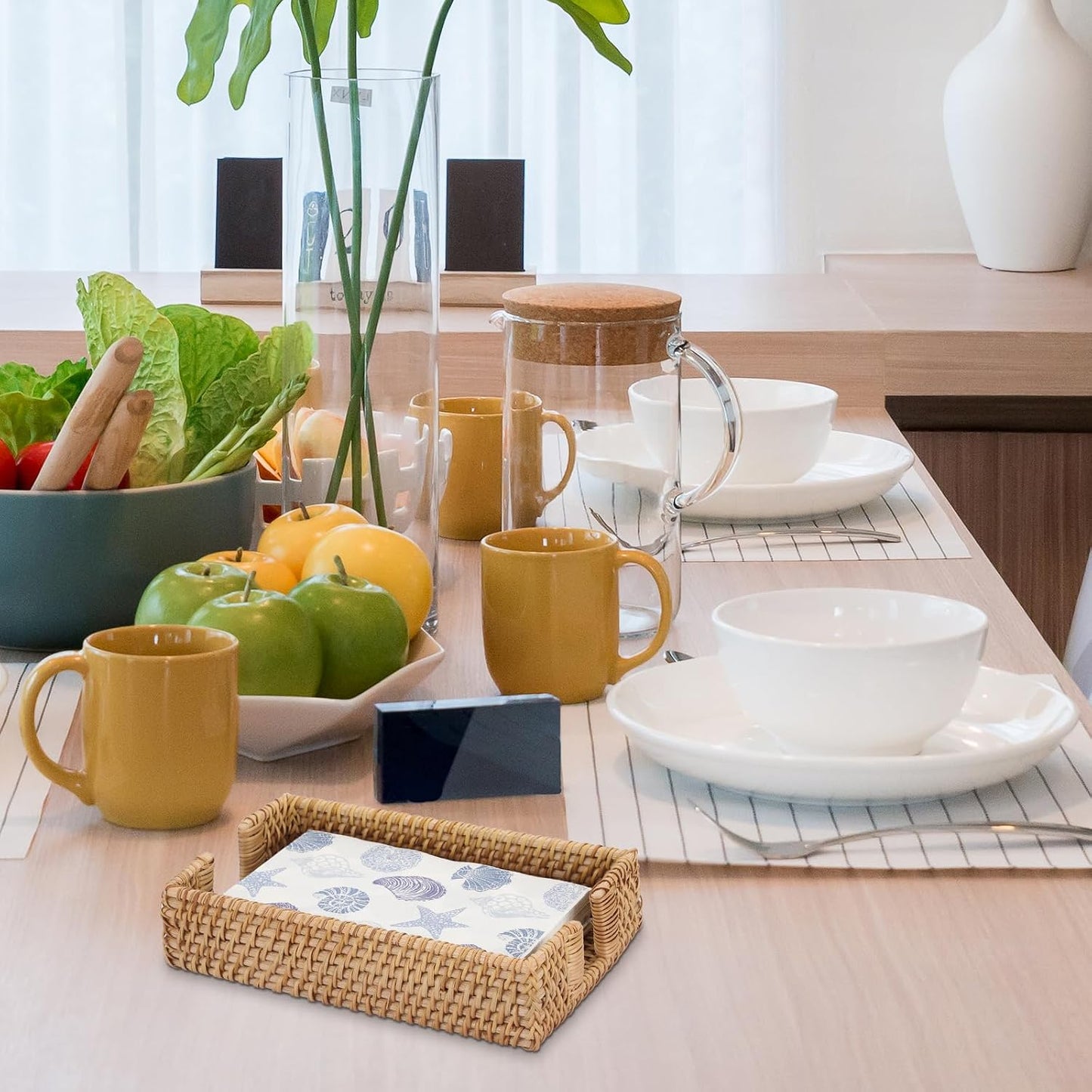 Rattan Napkin Holder / Wicker Bathroom Napkin Holders Tray Decorative Guest Towel