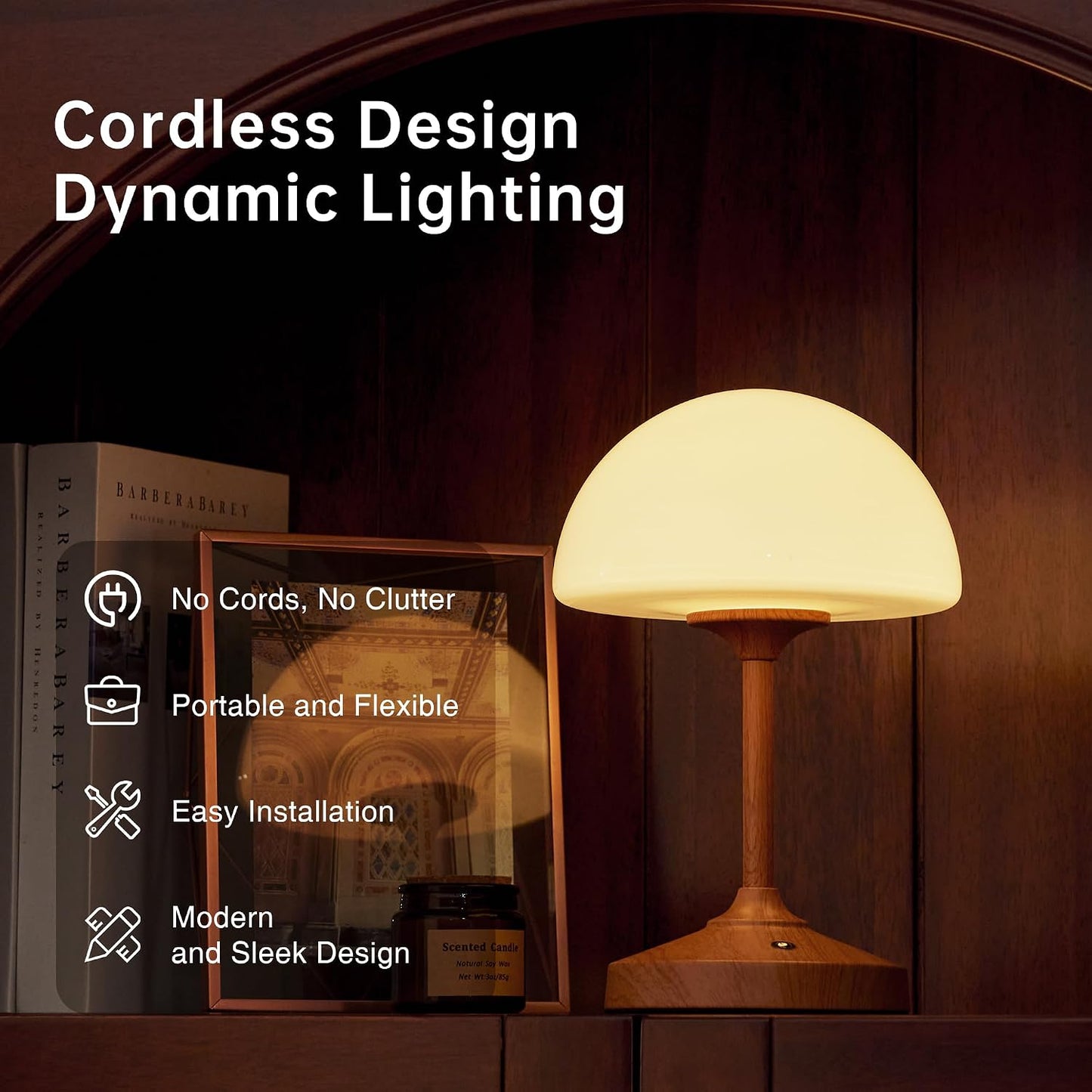 Mushroom Lamp Cordless Lamp Table Lamp,Outdoor Waterproof Shower Lamps,5000mAh Rechargeble Battery Operated Dimmable