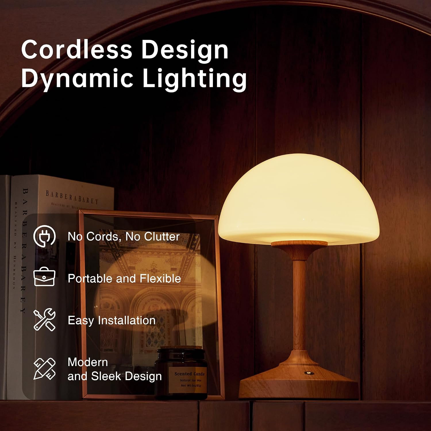 Mushroom Lamp Cordless Lamp Table Lamp,Outdoor Waterproof Shower Lamps,5000mAh Rechargeble Battery Operated Dimmable