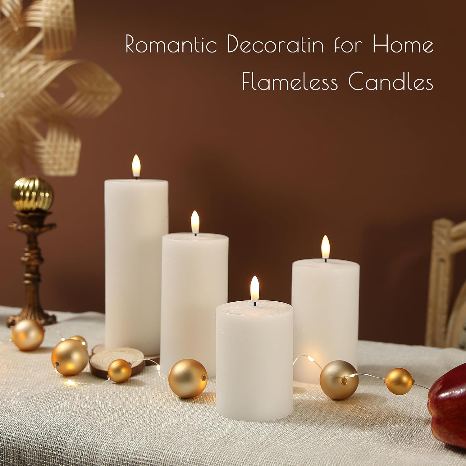 LUSHARBOR Flameless Candles, 4 Pack Battery Operated Candles with Remote, Real Wax LED Fake Candles with Timer