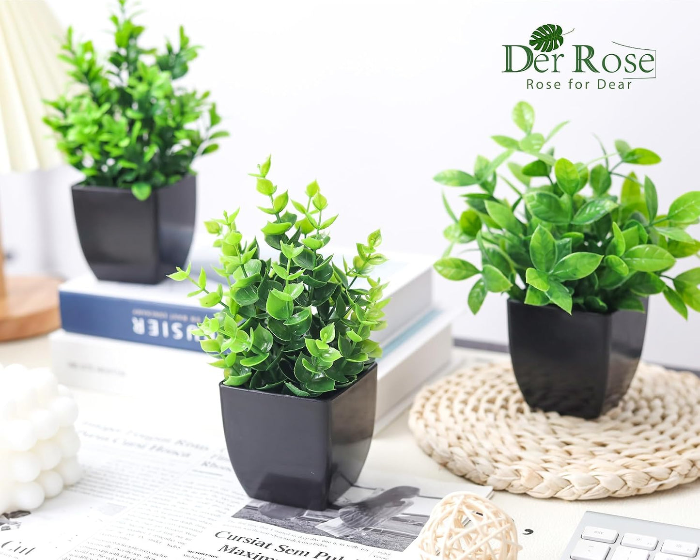 Pack Small Fake Plants Mini Artificial Faux Plants Indoor / Set of 4