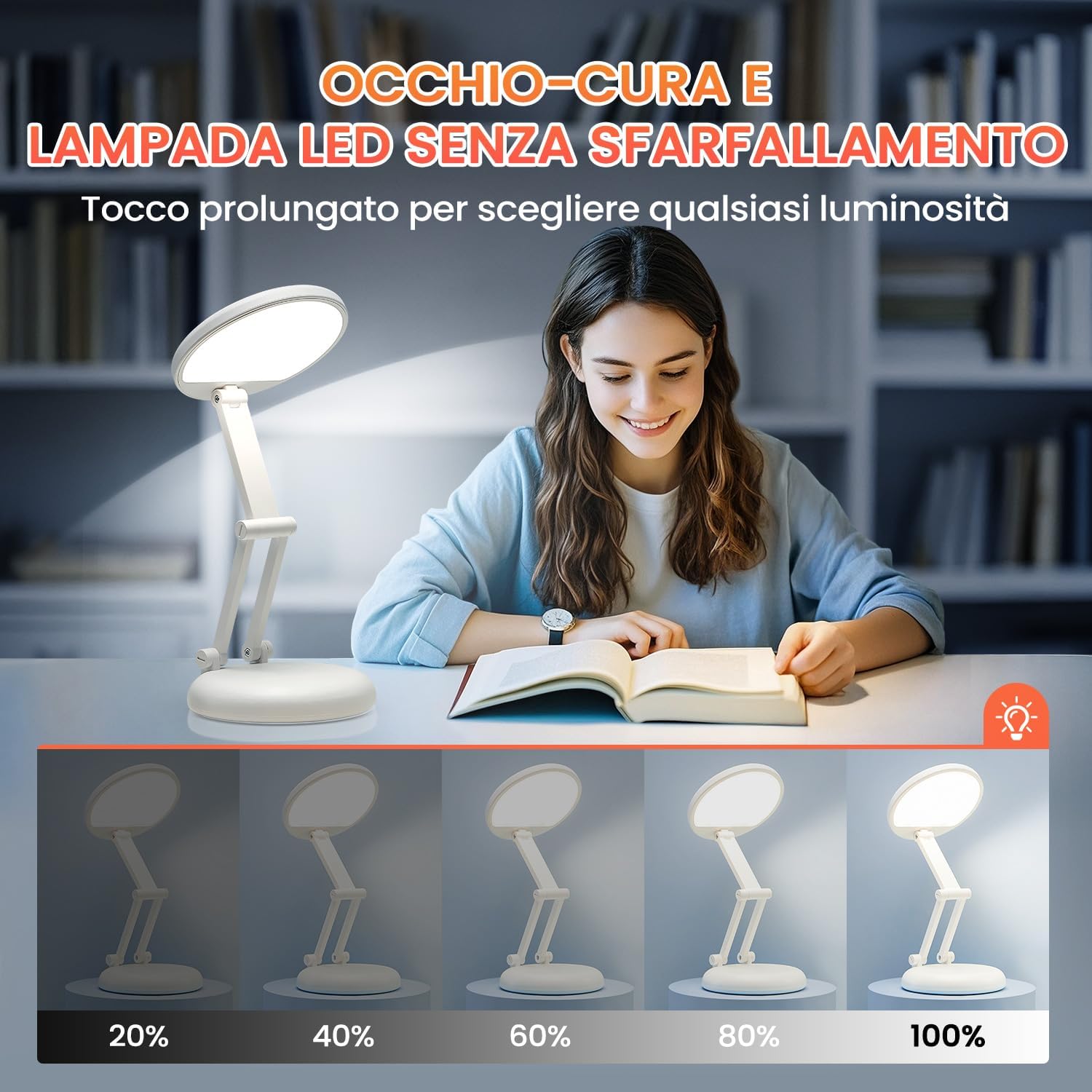 Battery Battery Operated Cordless Rechargeable Lamp - 3600mAh 10 Brightness Wireless LED Desk Table Lamp, Small Mini