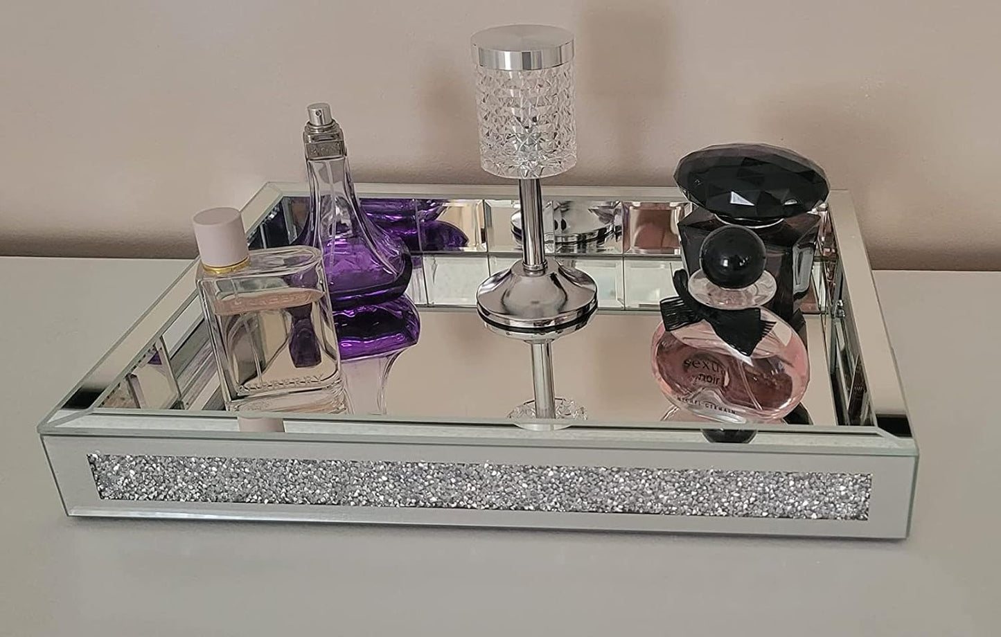 Perfume Tray / Crushed Diamond Bathroom Tray / 15.1 x 10 x 2