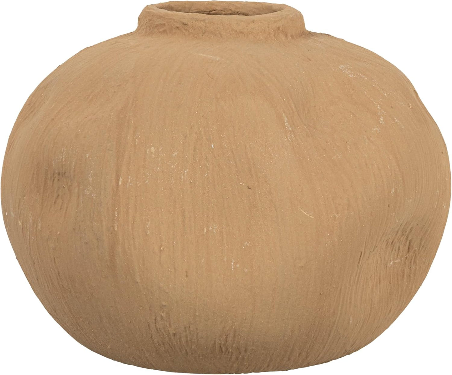 Pinched Organic Shape Terracotta Vase / Taupe / 6.5" Diameter x 5.5" H