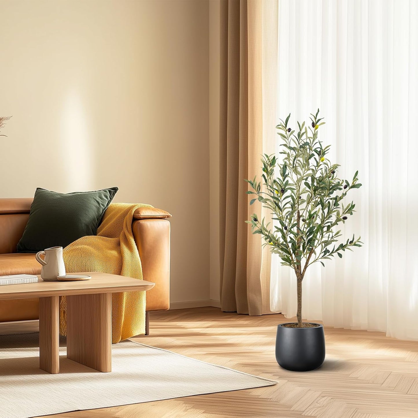 Artificial Fake Olive Tree Tall Faux Silk Olive Tree / 4ft / 4 Inch