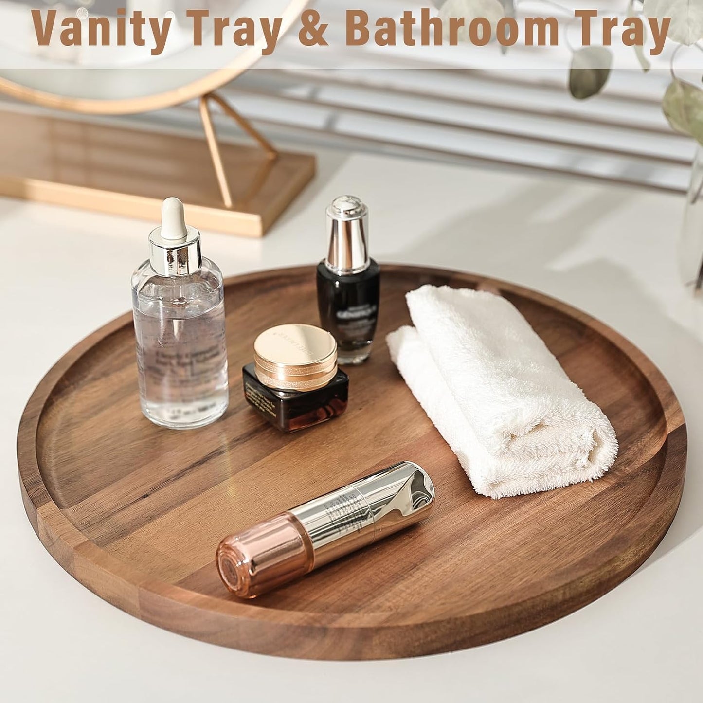 Round Wooden Serving Tray / Natural / 11 Inch / Set of 11