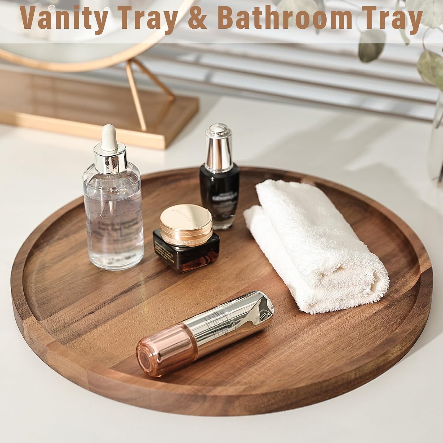 Round Wooden Serving Tray / Natural / 11 Inch / Set of 11