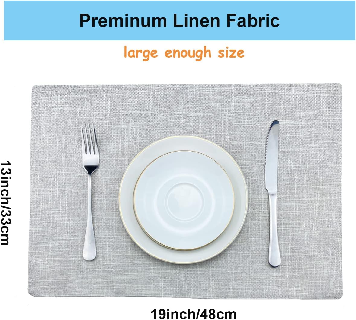 Weabetfu Cloth Placemats Set of 6 Heat Resistant Dining Table Placemmats | Cotton Linen Machine Washable Kitchen Table