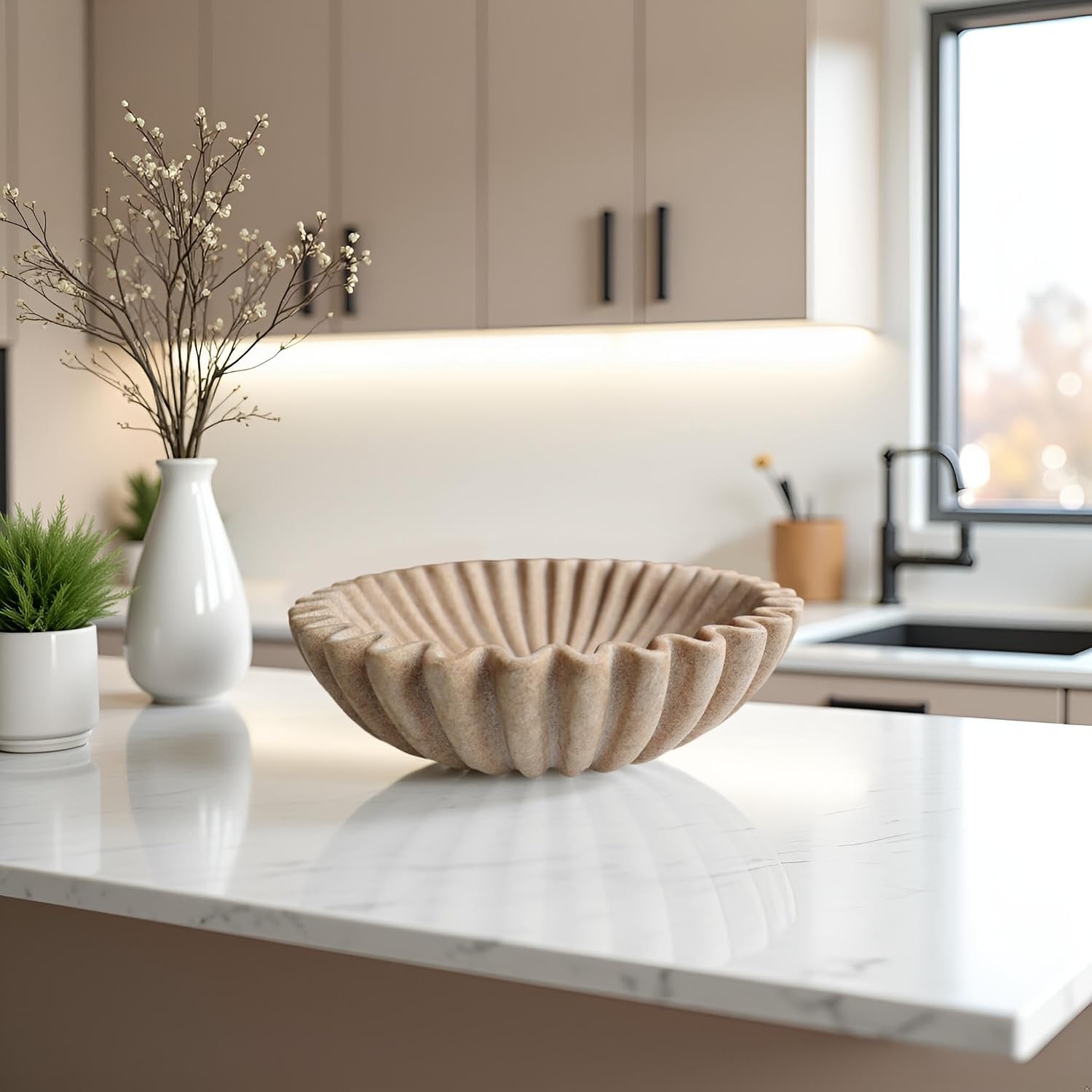 Scalloped Bowls for Modern Home Decor / Beige / 10inch
