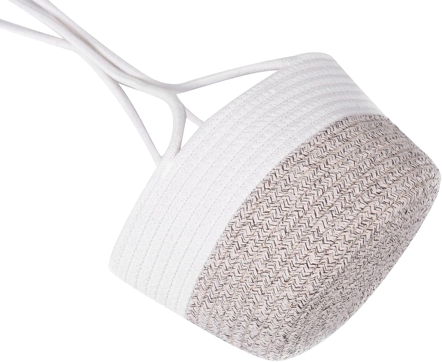 Hanging Planter Basket Jute Rope Woven Plant Hangers Indoor Hanging Plant Holder Up / White & Brown