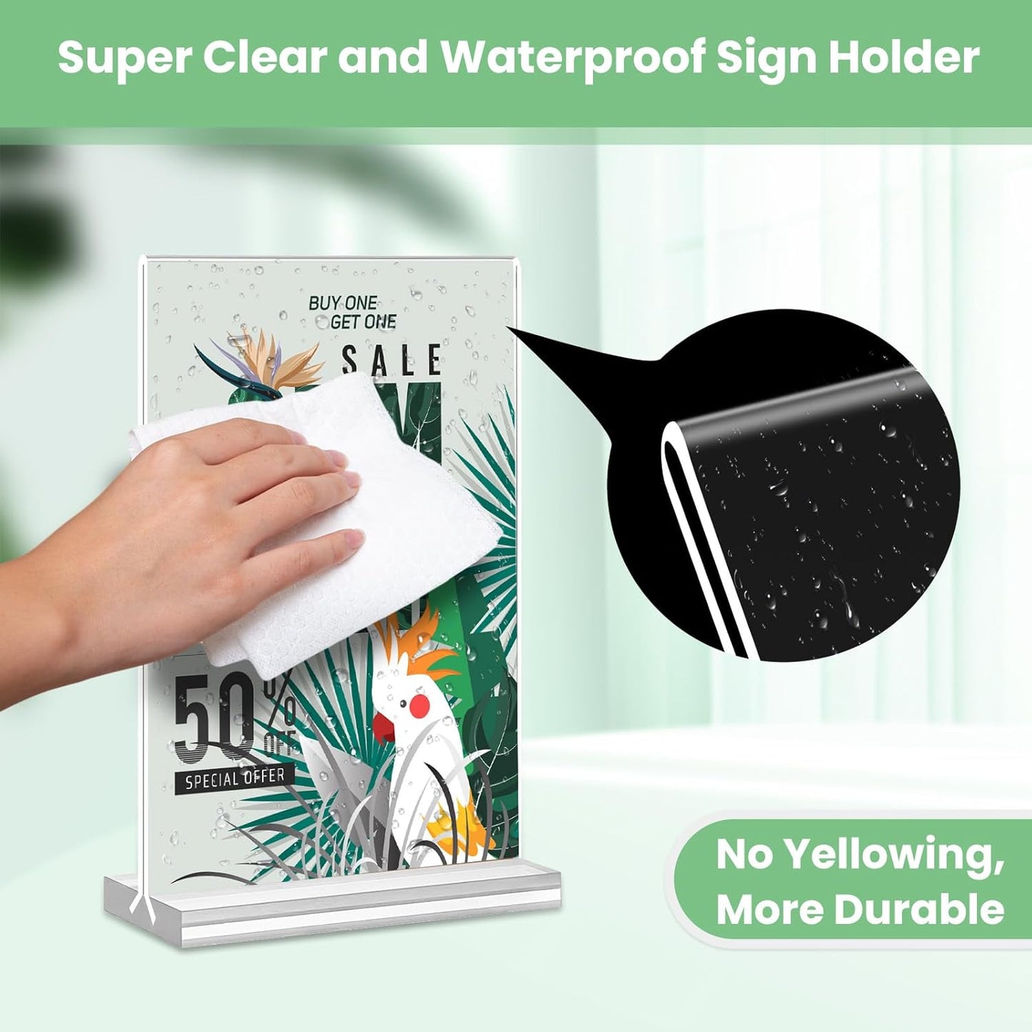 Acrylic Sign Holder / 4 x 6 / Vertical / Clear / Set of 24