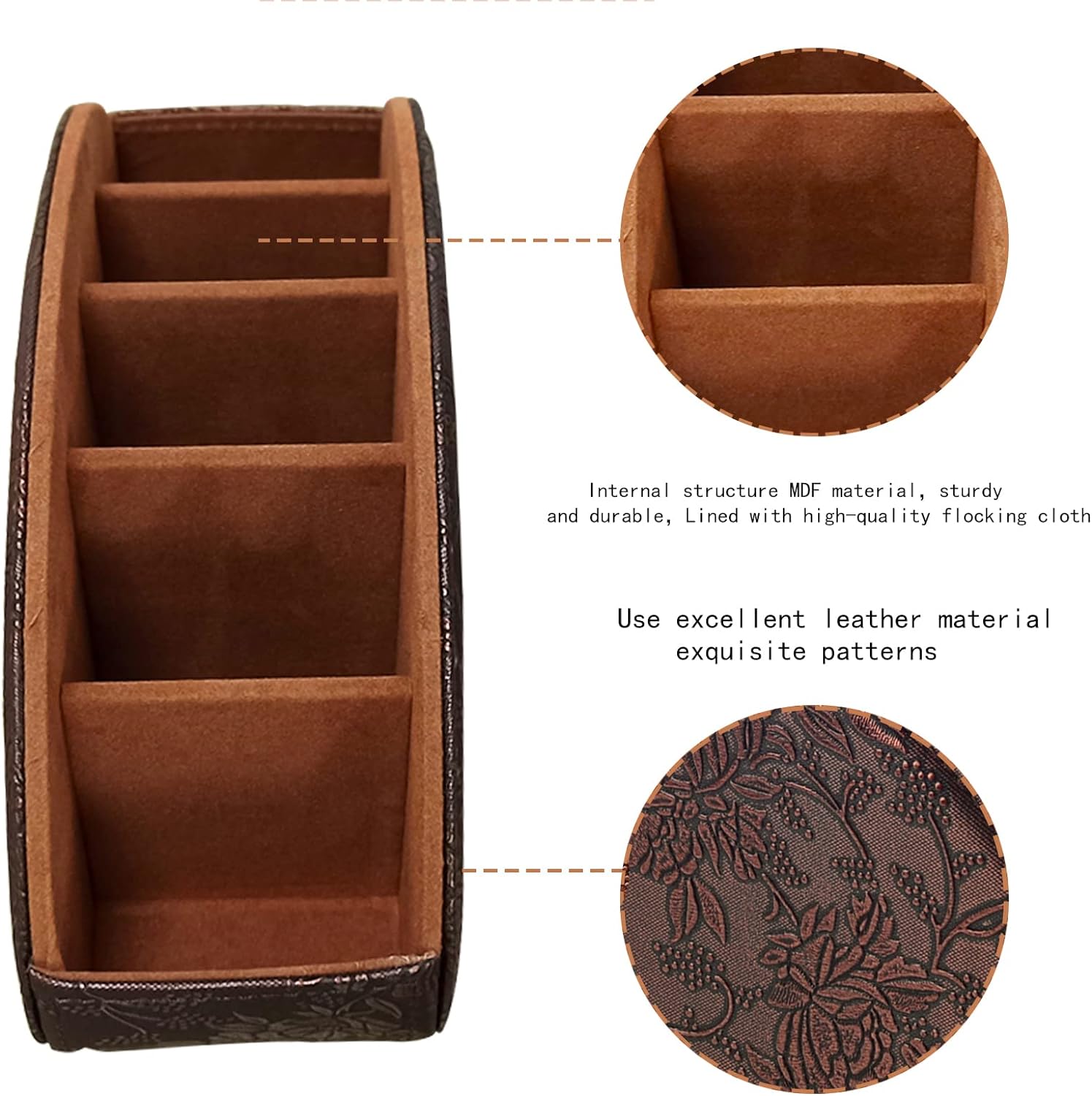 Leather Remote Control Holder TV Remote Caddy Store Box / Retro