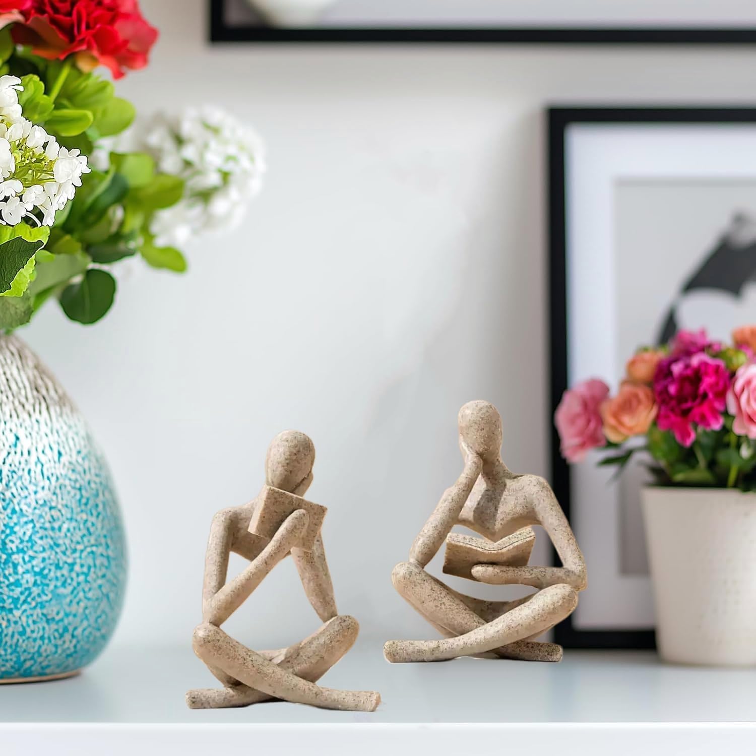 Modern Aesthetic Figurine Decoration Status / Sandstone / Set of 2