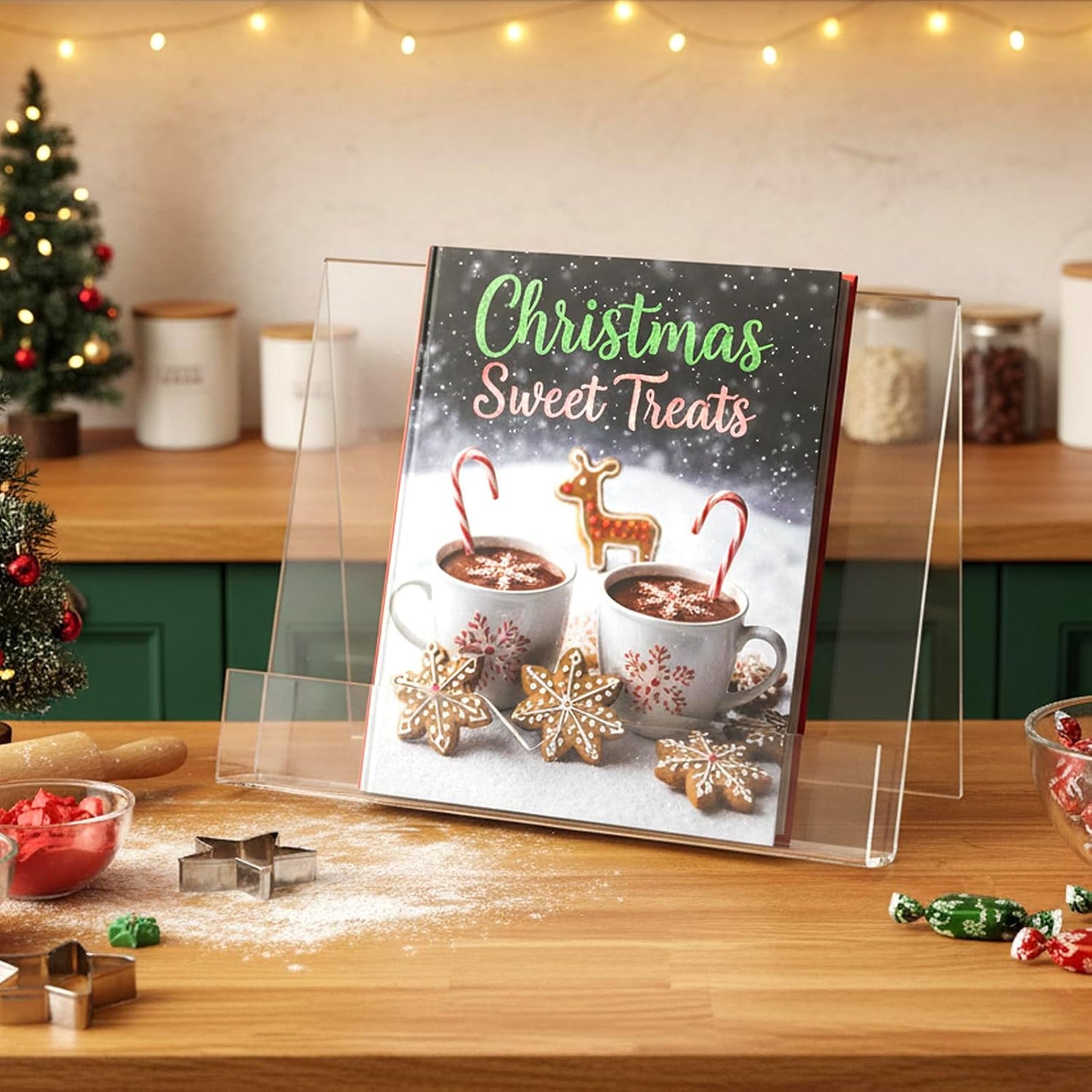 MyGift Premium Clear Acrylic Cookbook Stand & Book Display Holder | Displays Recipe Books, Tablets & Cookbooks for