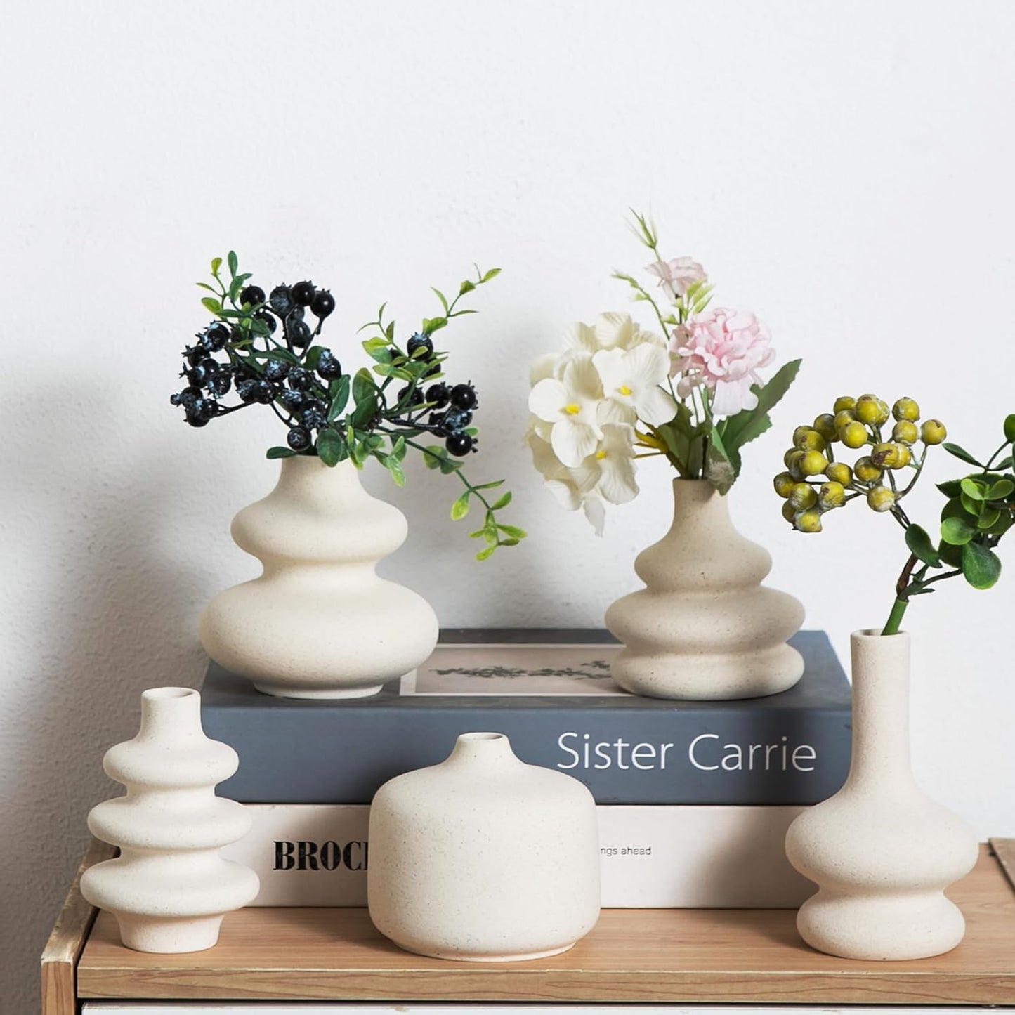 Small White Ceramic Vases / Matte White Vase / Set of 5