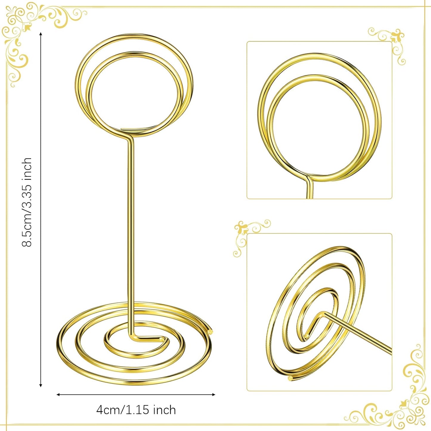 TecUnite 48 pcs 3.35 Inch Picture Clips Table Place Photos Card Holder Gold | number Cards Holds Menus Name, Wedding
