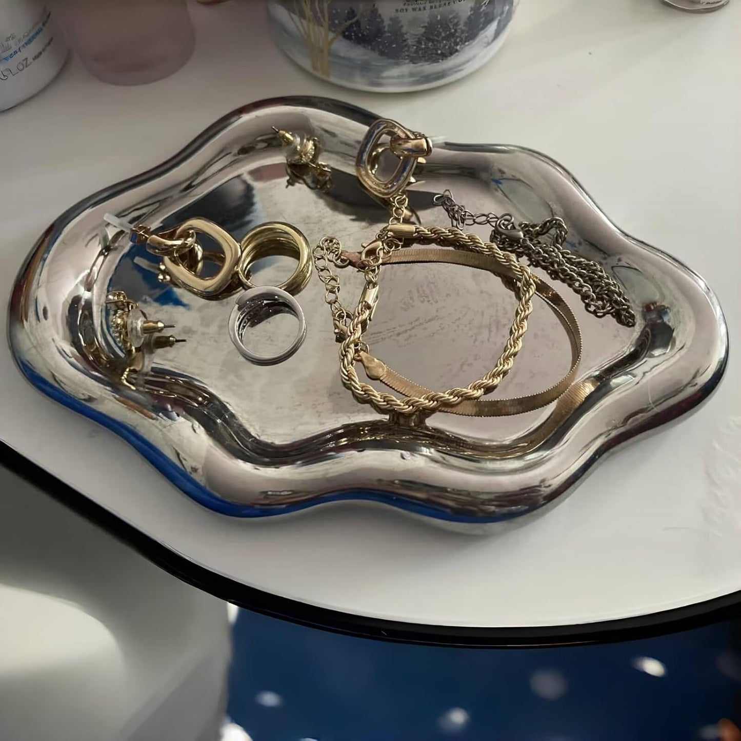 Room Decorative Vanity Tray / Silver