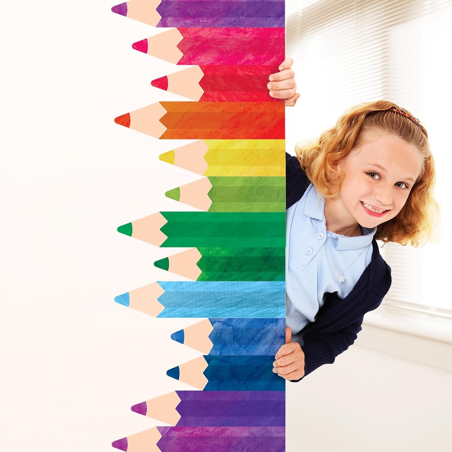 8 Sheets Pencils Wall Decals Waterproof Watercolor Pencils Walls Sticker Educational Peel / Colorful
